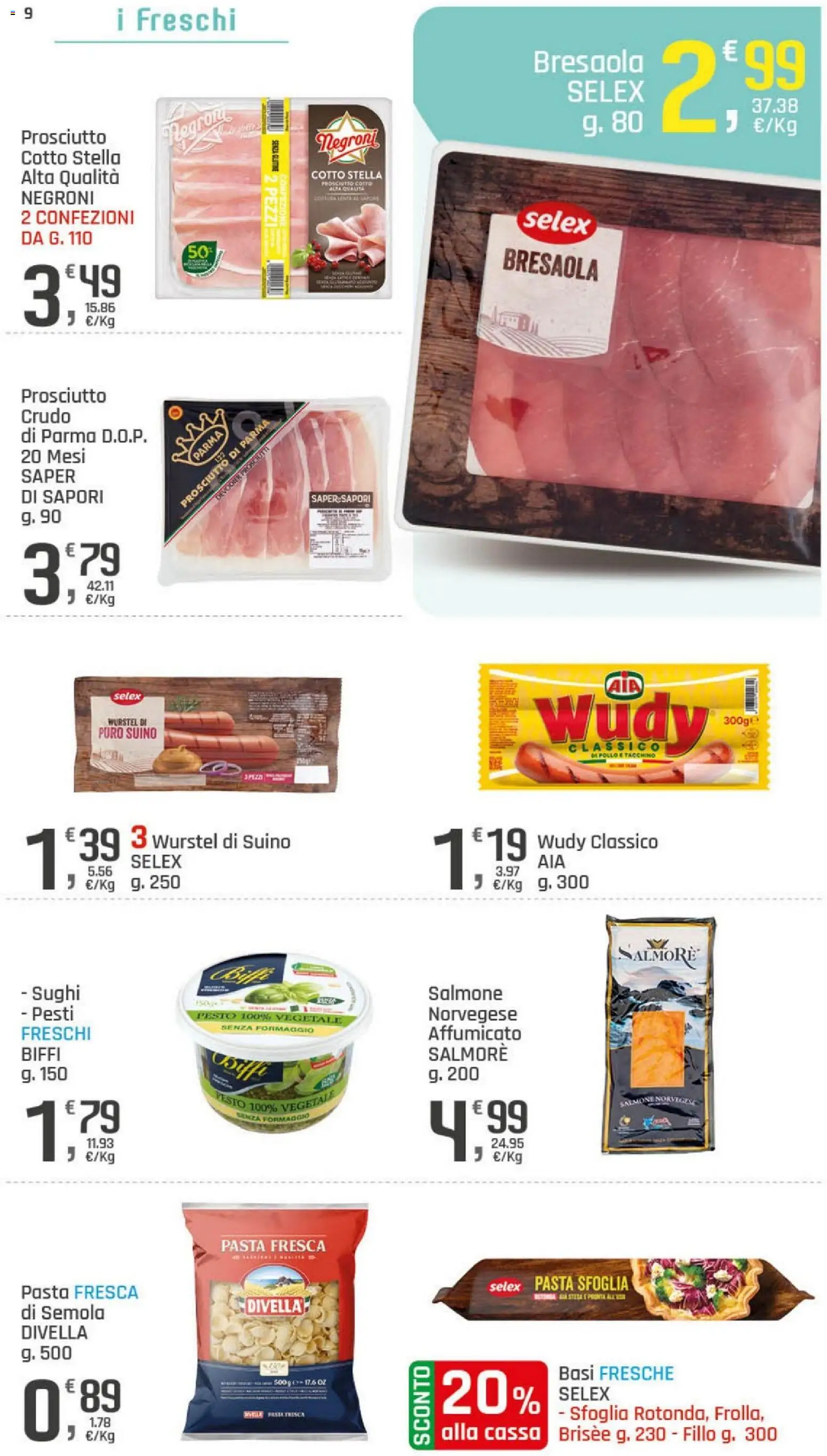 Volantino DOK del 06/08/2026 | Pagina: 9 | Prodotti: Prosciutto di Parma, Prosciutto Cotto, Tacchino, Pesto