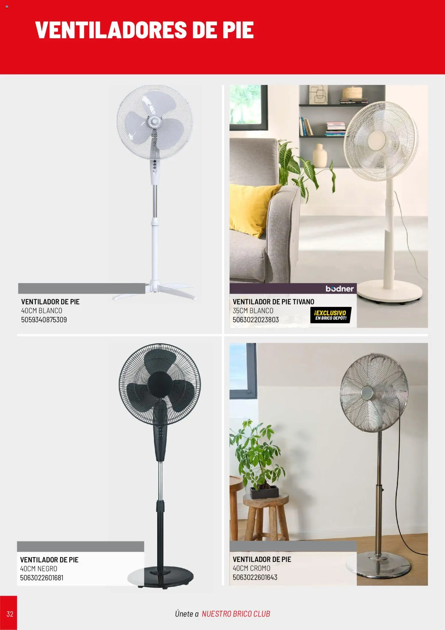 Brico Depôt Catálogo Climatización 2026 │ válido desde el 04/05/2026 | Página: 32 | Productos: Ventilador, Ventilador de pie
