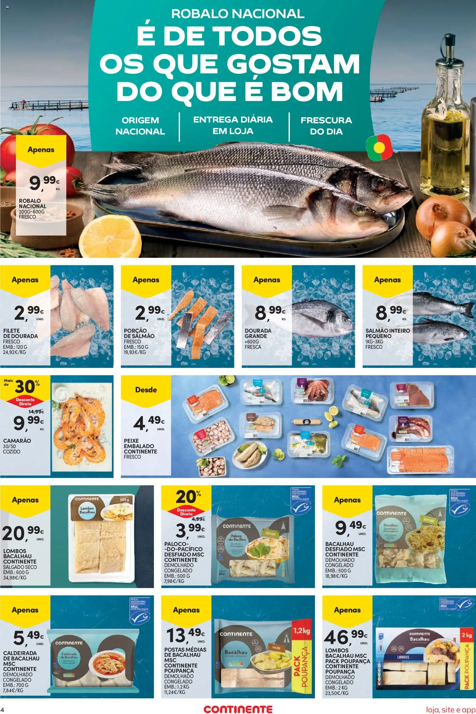 Continente folheto Bom Dia │ válido de 27/10/2026 | Página: 4 | Produtos: Dourada, Camarão, Salmão, Filete