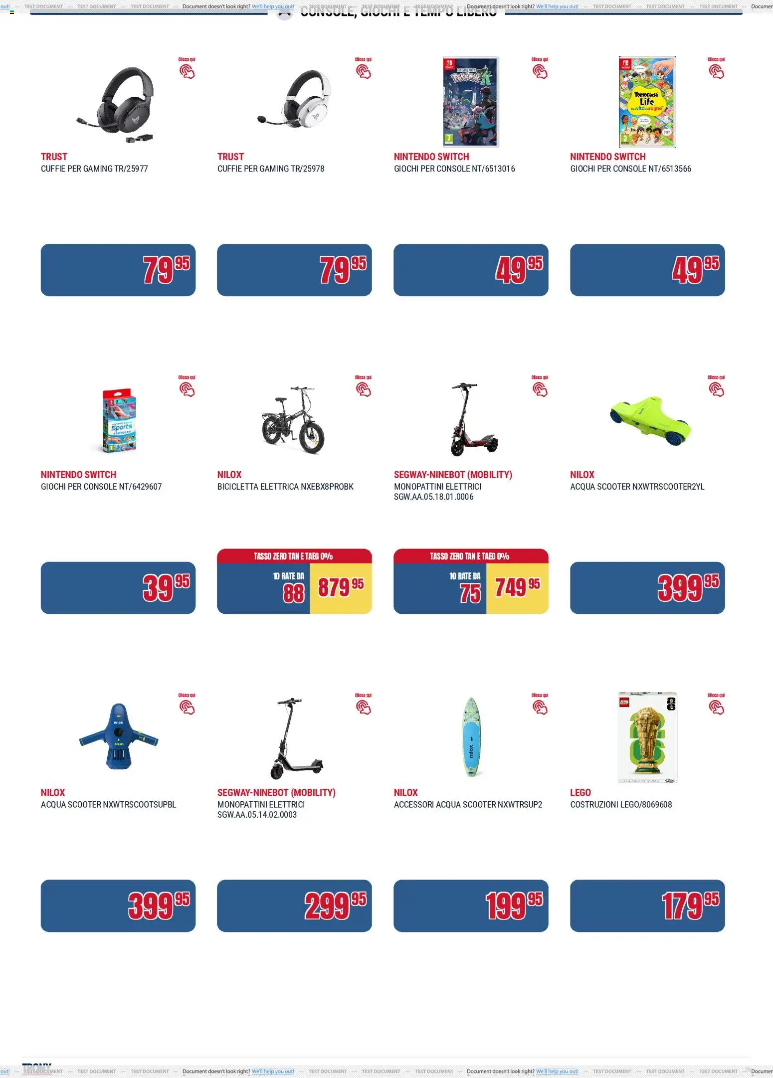 Volantino Trony del 21.05.2026 | Pagina: 20 | Prodotti: Bicicletta, Acqua, Cuffie