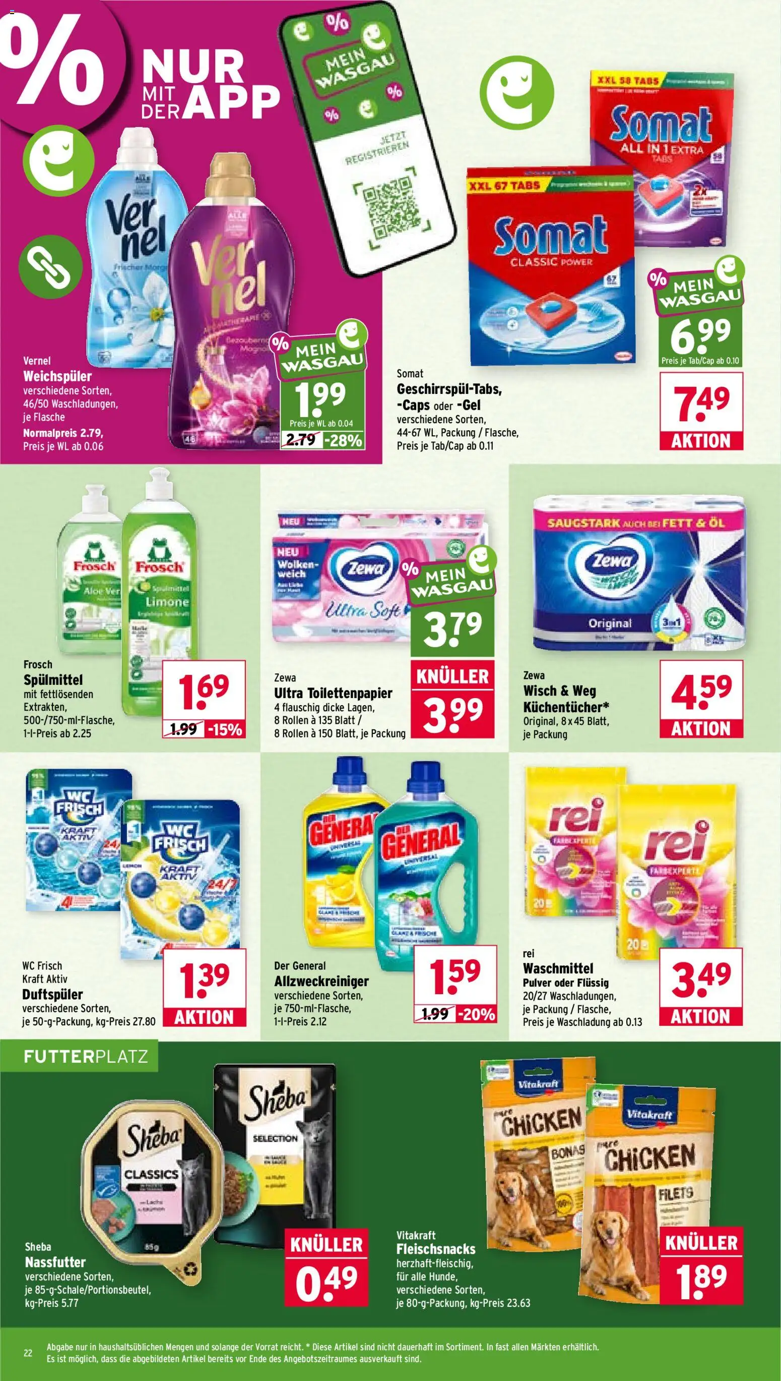 Wasgau Prospekt – gültig ab 28.09.2026 | Seite: 22 | Produkte: Sheba, Zewa, Wc frisch, Toilettenpapier