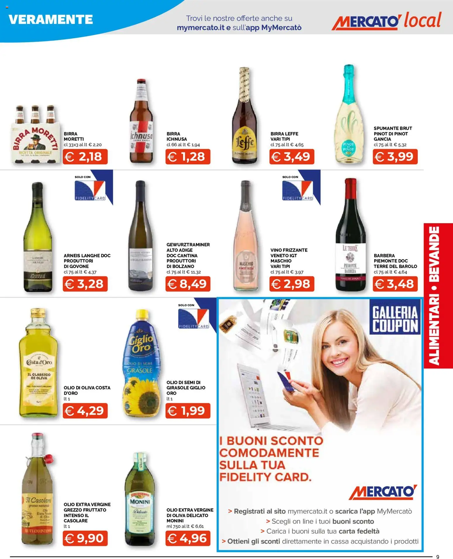 Volantino Mercatò del 13/07/2026 | Pagina: 9 | Prodotti: Birra, Vino, Olio extra vergine, Olio di Oliva