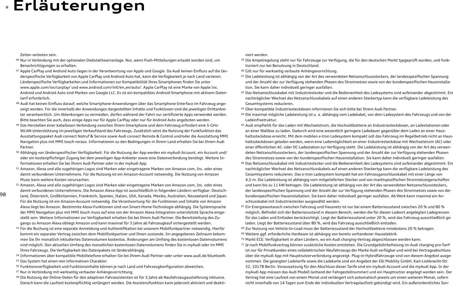 Audi A2 e-tron – gültig ab 10.09.2026 | Seite: 98 | Produkte: Navigation, Smartphones, Apple, Smartphone