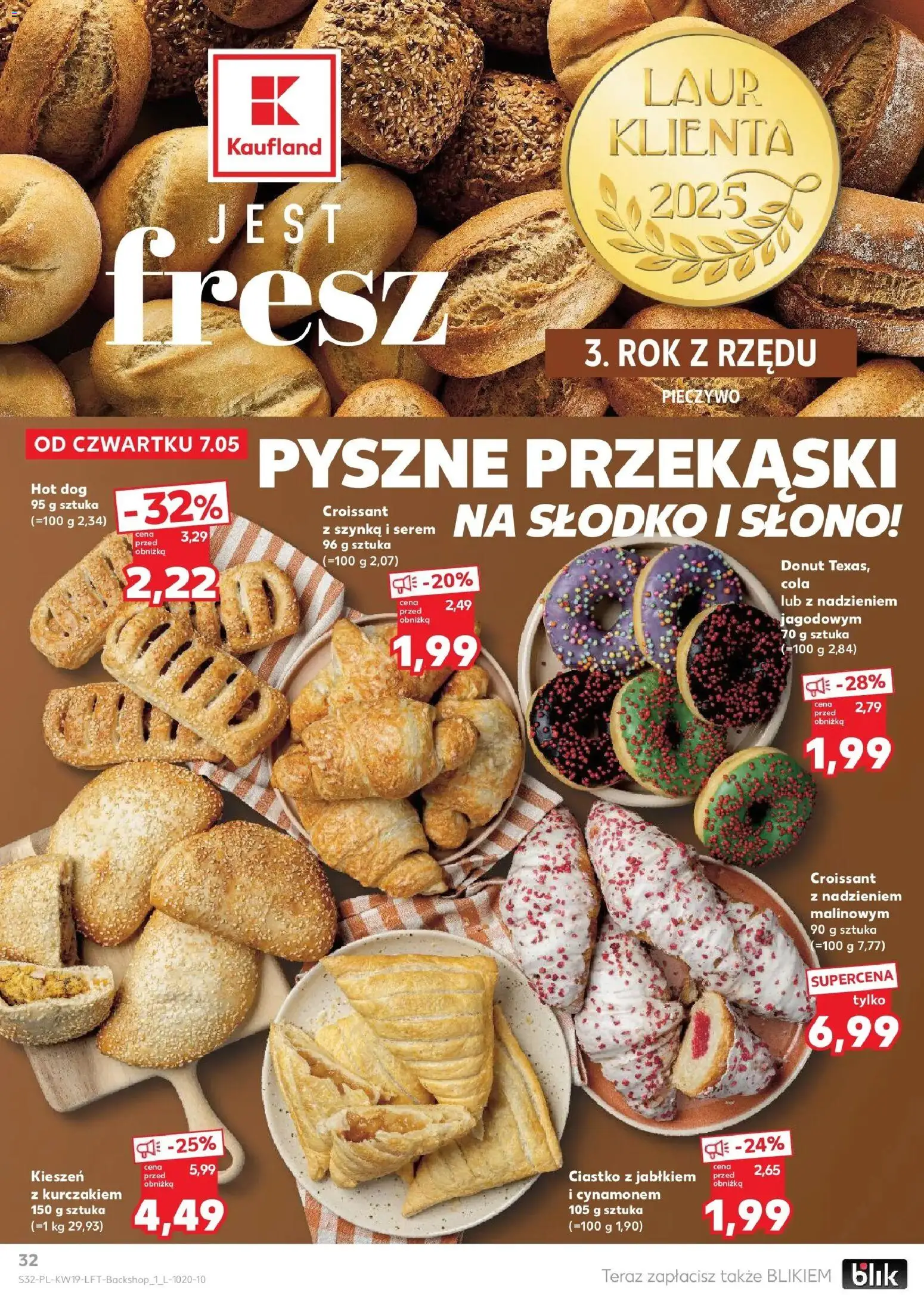 Kaufland gazetka od 07.05.2026 | Strona: 32 | Produkty: Pieczywo, Szynka, Donut