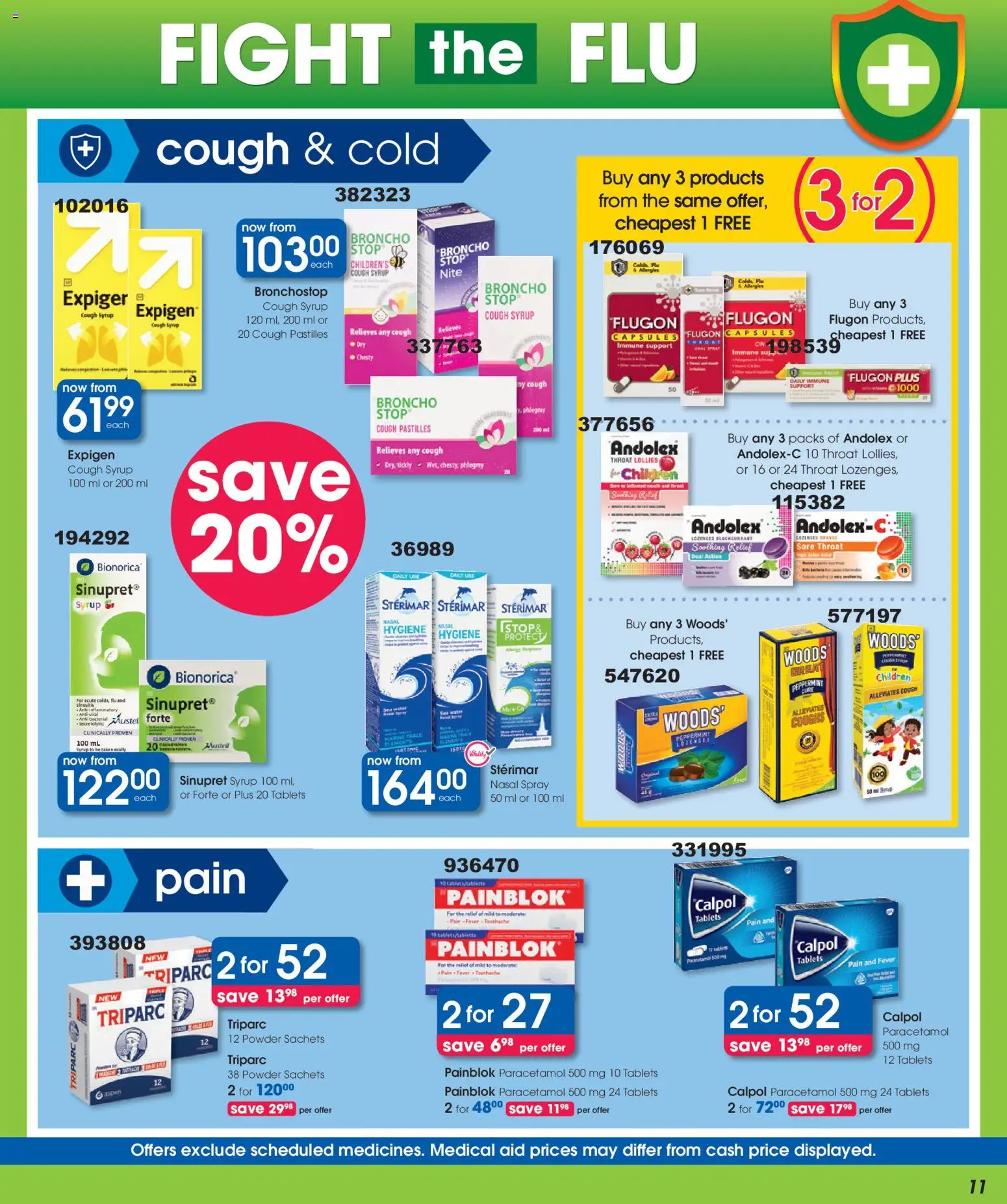 New Clicks catalogue – valid from 23/06/2026 | Page: 11 | Products: Powder, Lozenges, Syrup, Nasal spray