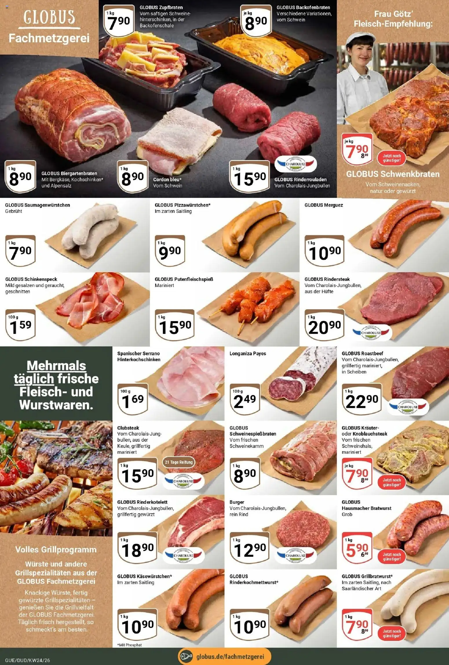 Globus Prospekt Saarbrücken-Dudweiler – gültig ab 08.06.2026 | Seite: 15 | Produkte: Bratwurst, Burger, Roastbeef, Fleisch