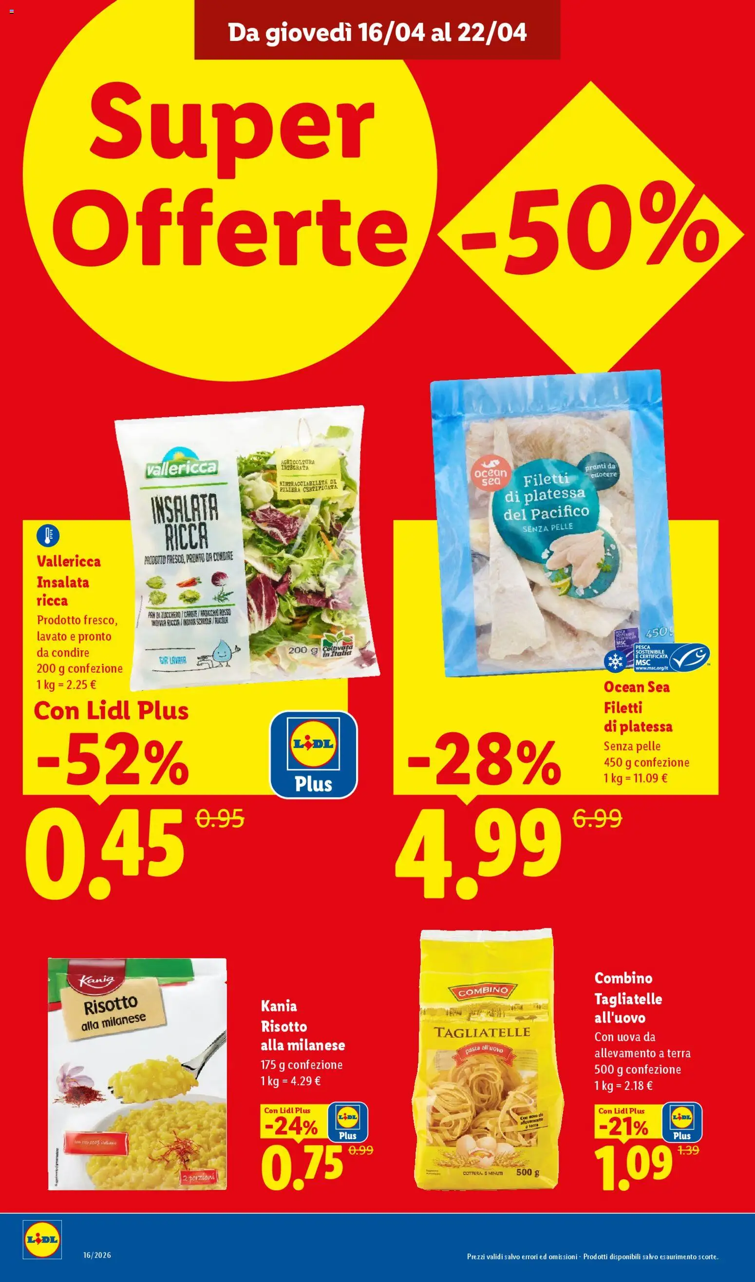 Volantino Lidl del 16.04.2026 | Pagina: 8 | Prodotti: Zucchero, Pasta, Indivia, Terra