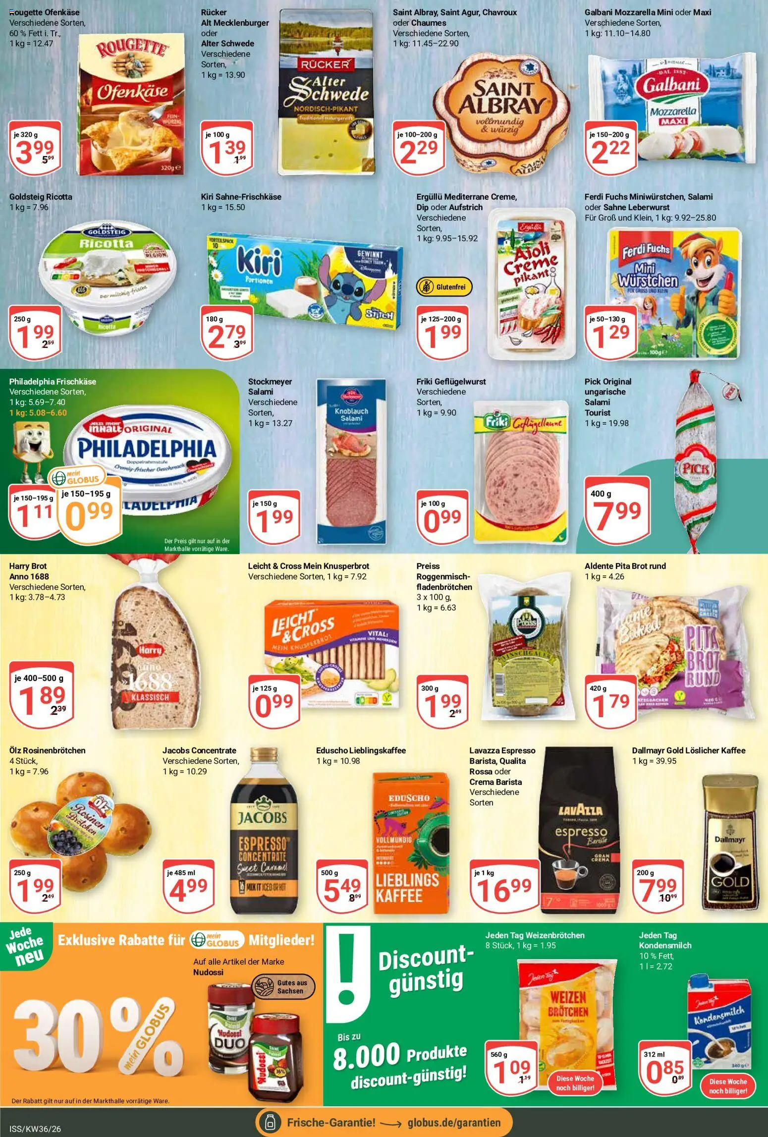 Globus Prospekt – gültig ab 31.08.2026 | Seite: 15 | Produkte: Rougette ofenkase, Dallmayr, Knoblauch, Frischkase