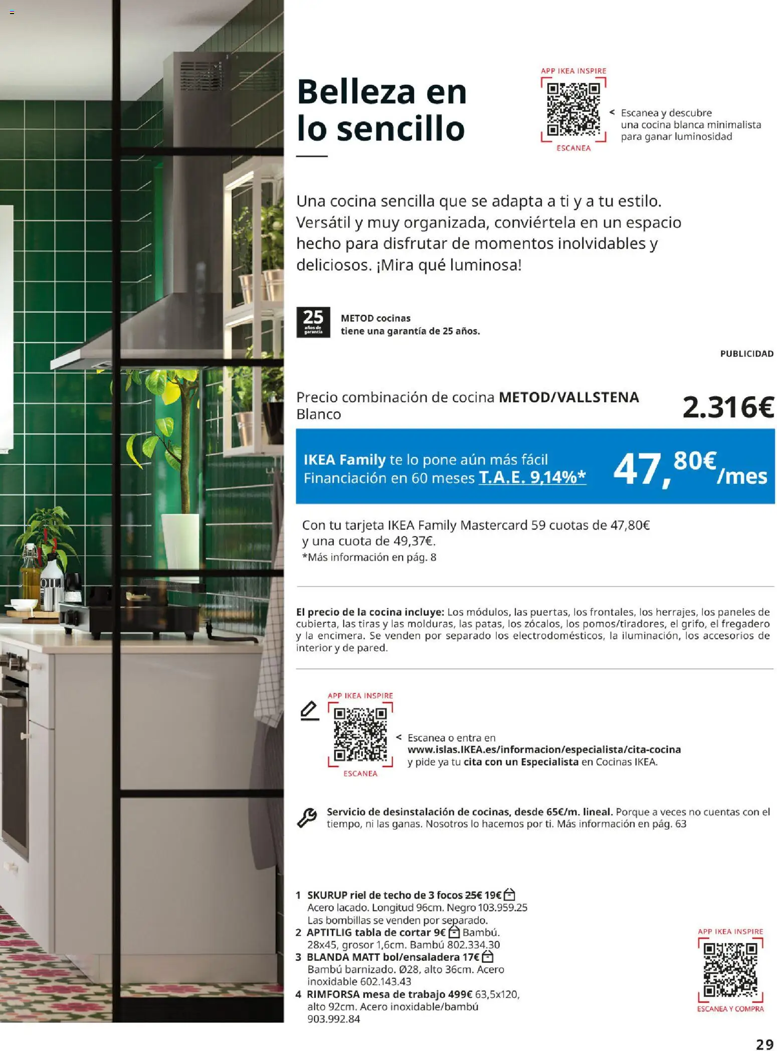 IKEA - Cocinas │ válido desde el 01/09/2026 | Página: 29 | Productos: Fregadero, Tabla de cortar, Té, Mesa