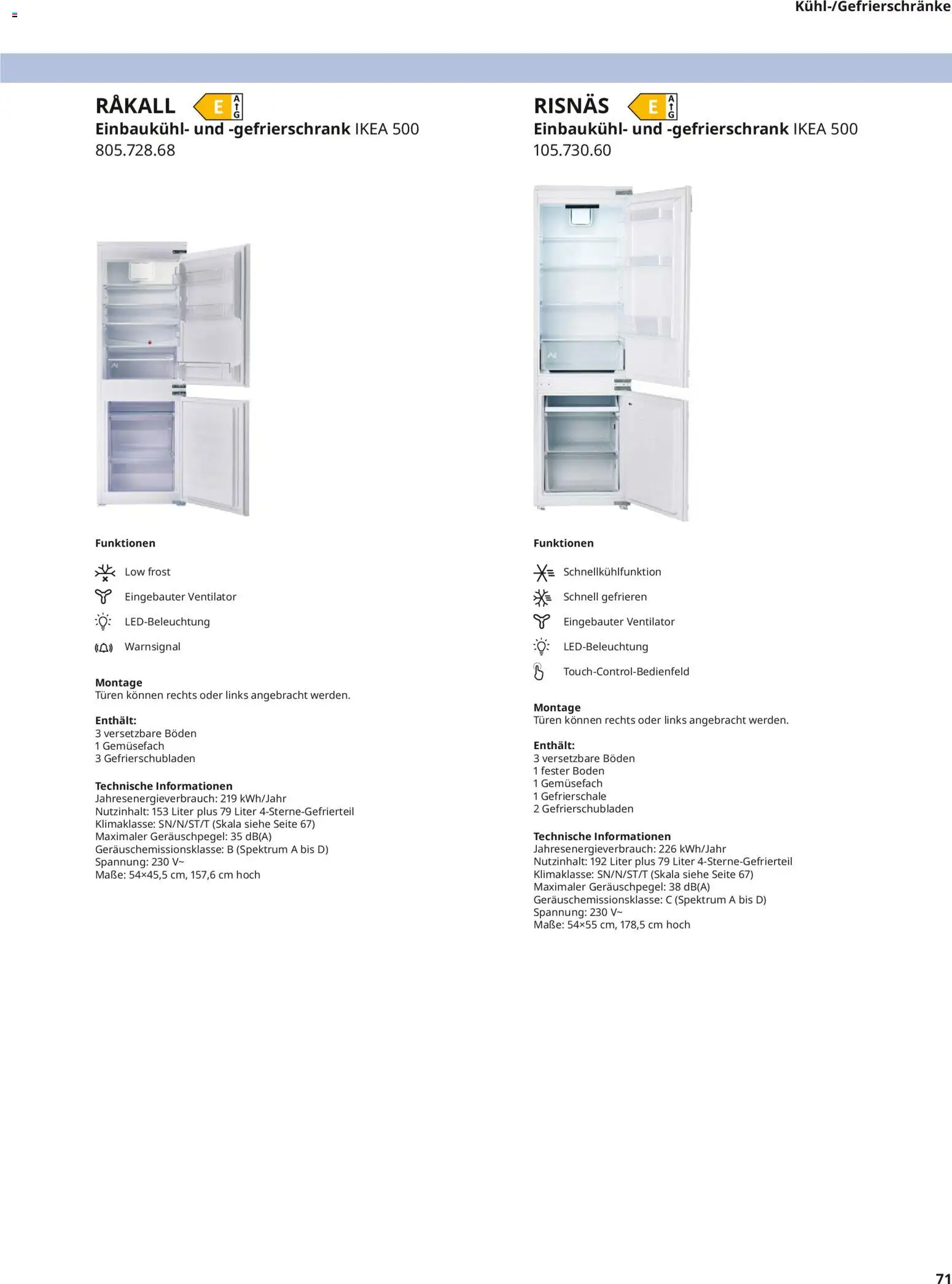 Ikea Elektrogeräte – gültig ab 10.04.2026 | Seite: 71 | Produkte: Gefrierschrank, Ventilator