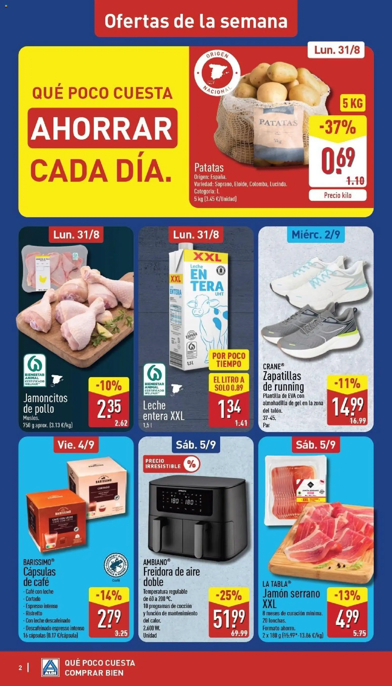 Aldi folleto Península │ válido desde el 31/08/2026 | Página: 2 | Productos: Cápsulas, Café con leche, Jamón, Zapatillas