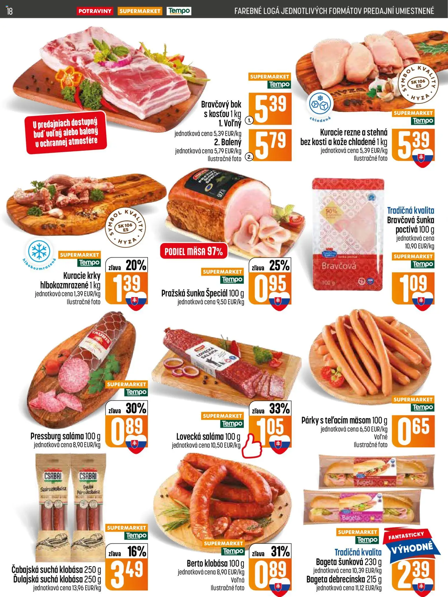 Nové COOP Jednota akcie – leták je platný od 11.06.2026 | Strana: 18 | Produkty: Saláma, Šunka, Klobása, Kuracie rezne