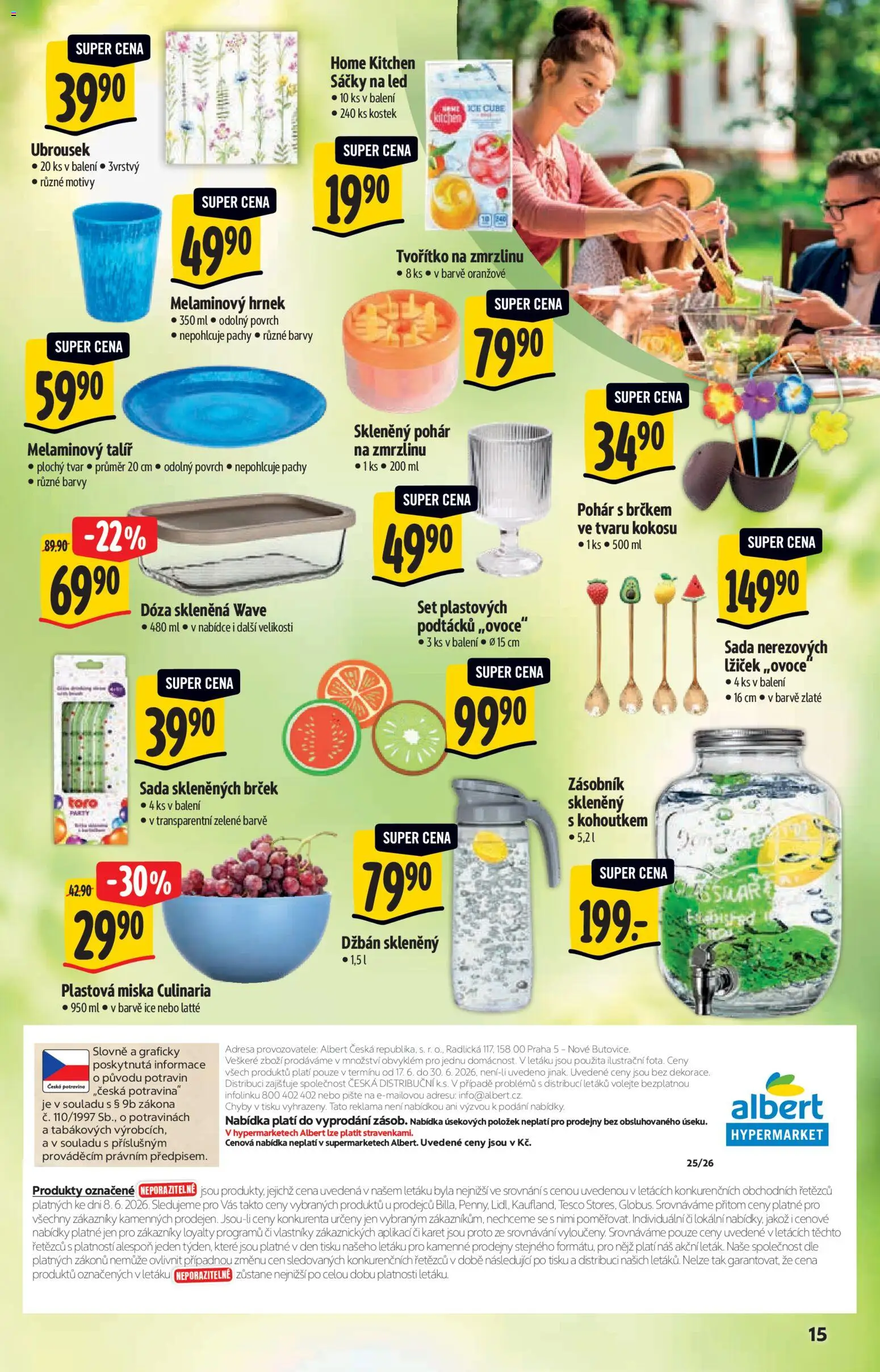 Albert katalog - Hypermarket - Léto od 17.06.2026 | Strana: 15 | Produkty: Džbán, Hrnek, Talíř, Pohár