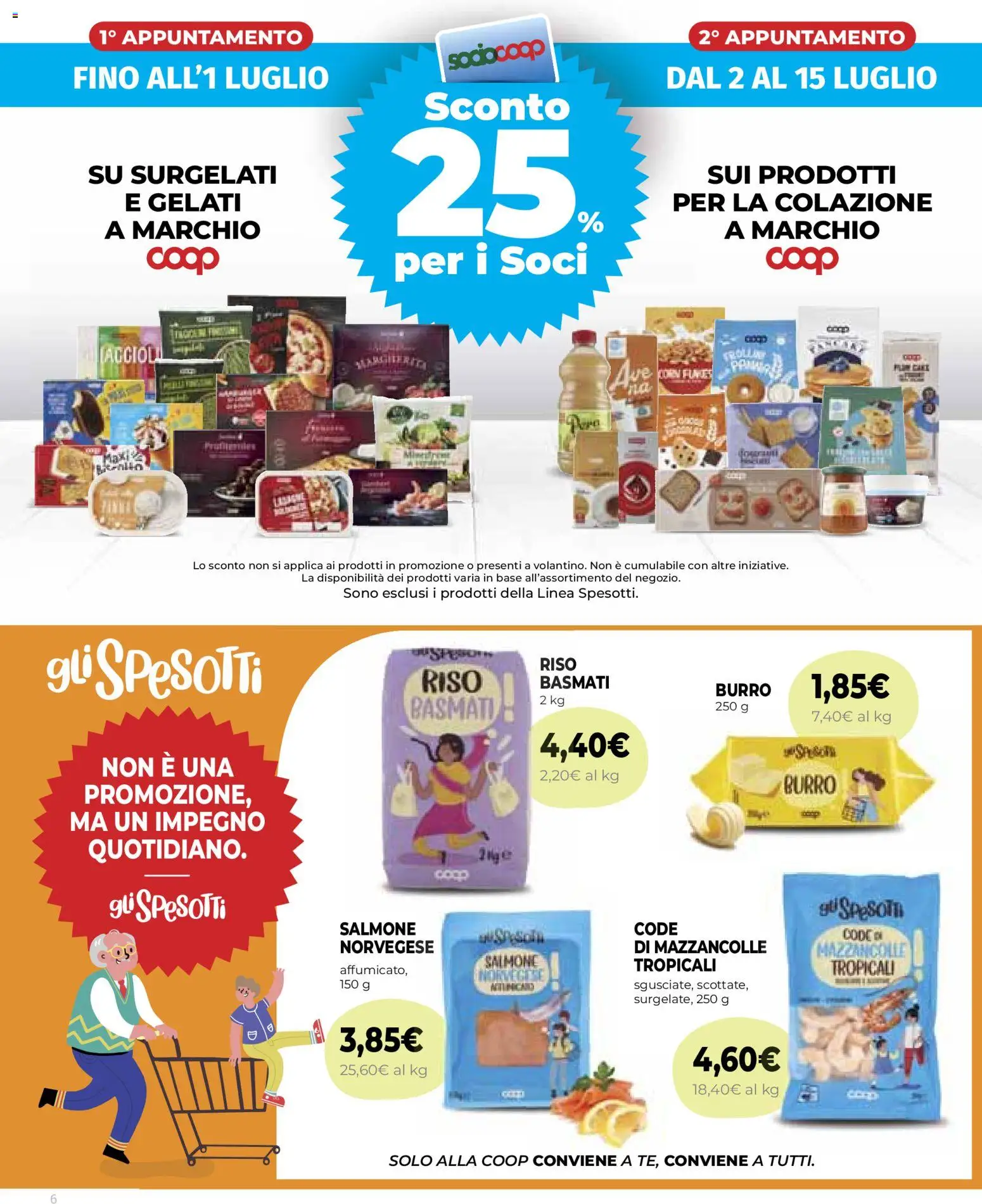 Volantino COOP del 25/06/2026 | Pagina: 6 | Prodotti: Riso Basmati, Salmone, Mazzancolle, Burro