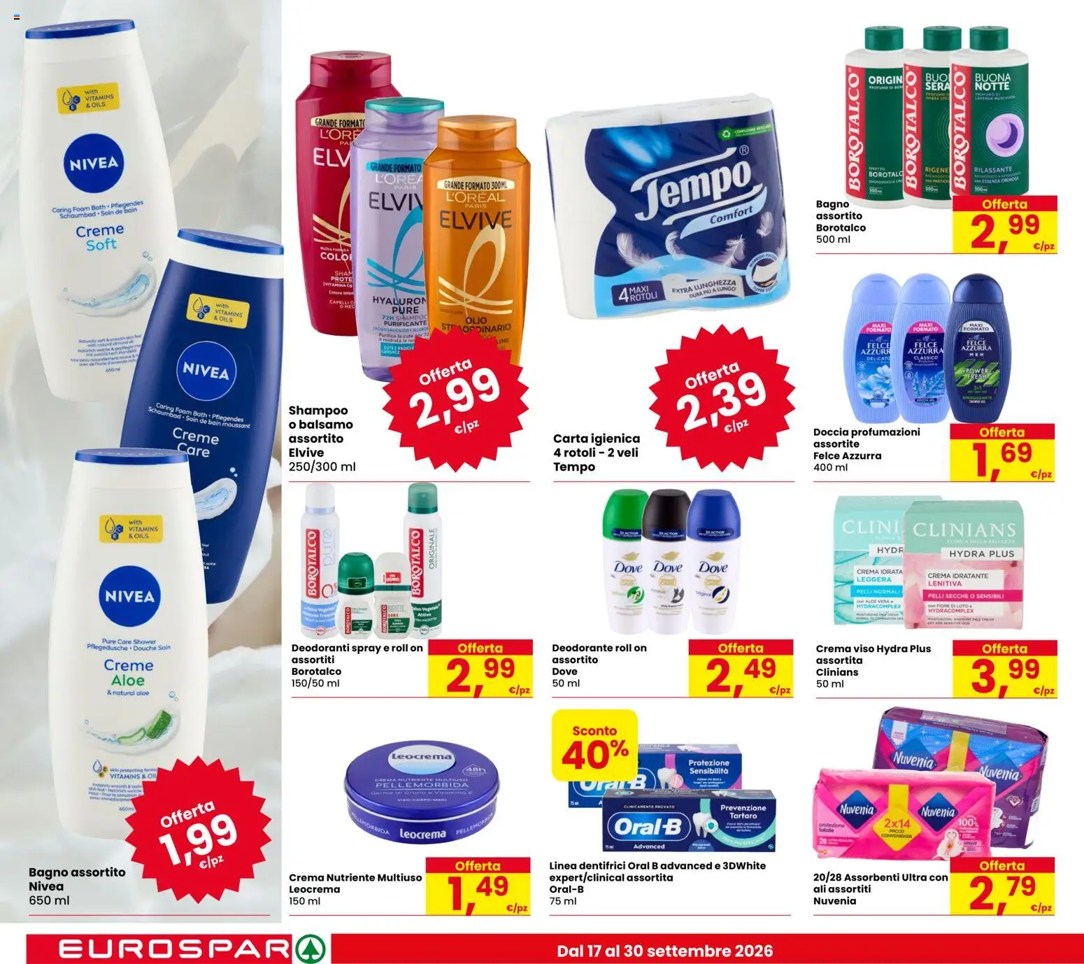 Volantino Eurospar del 17/09/2026 | Pagina: 22 | Prodotti: Crema, Loto, Fan, Doccia