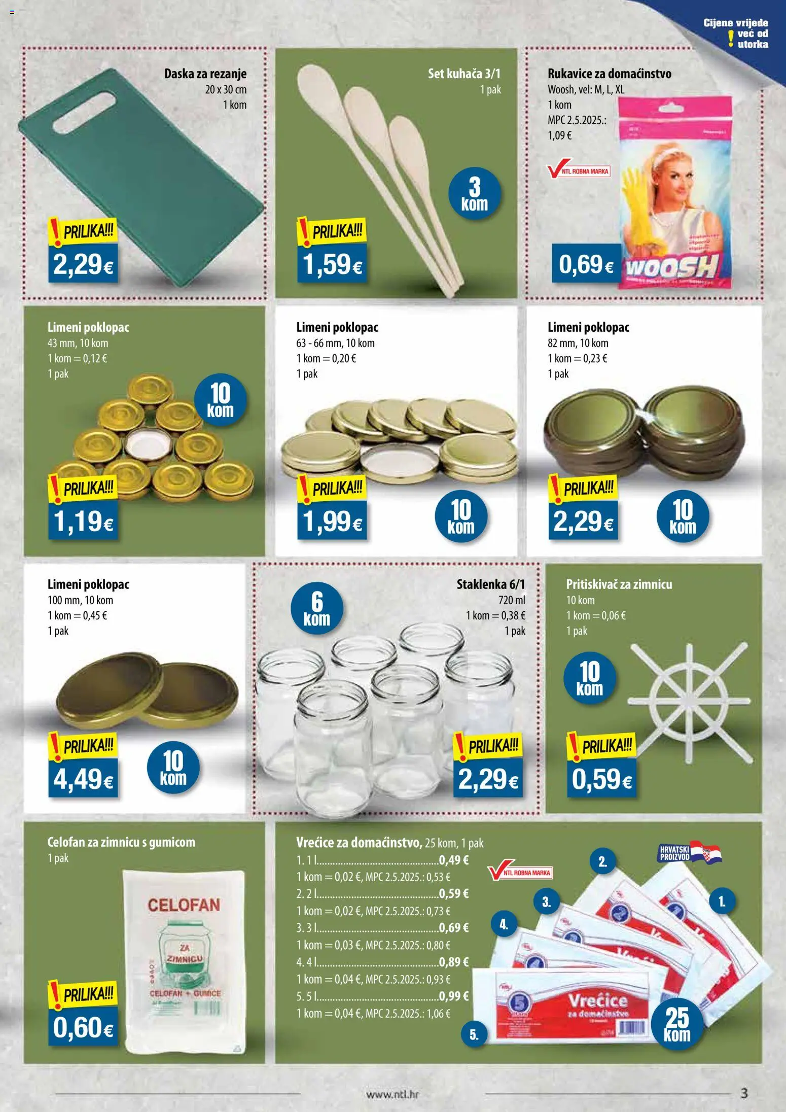 NTL katalog | vrijedi od 05.08.2026 | Stranica: 3 | Proizvodi: Kuhača, Celofan, Rukavice, Gumice