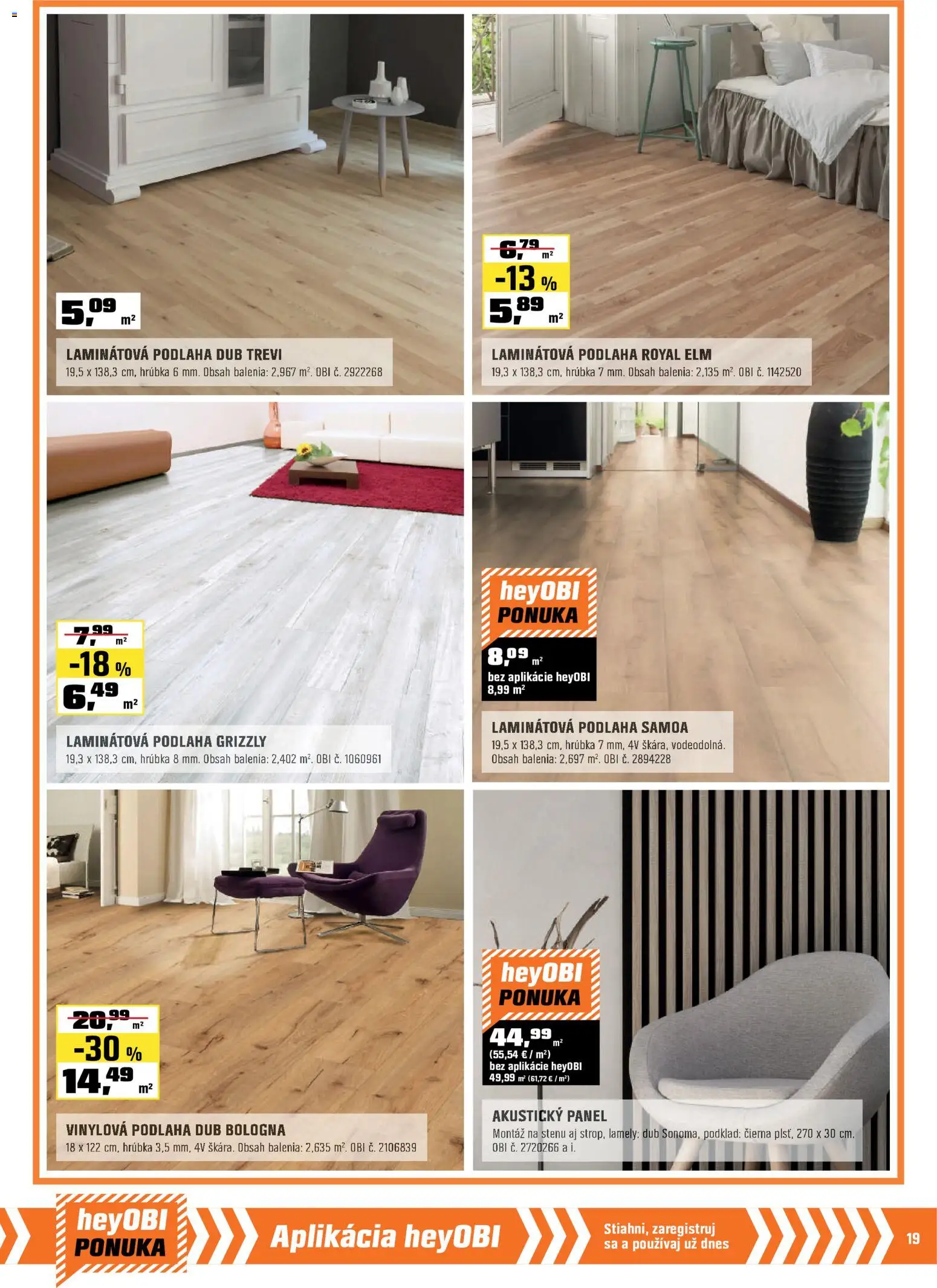 Nové OBI akcie – leták je platný od 01.05.2026 | Strana: 20 | Produkty: Vinylová podlaha, Lamely