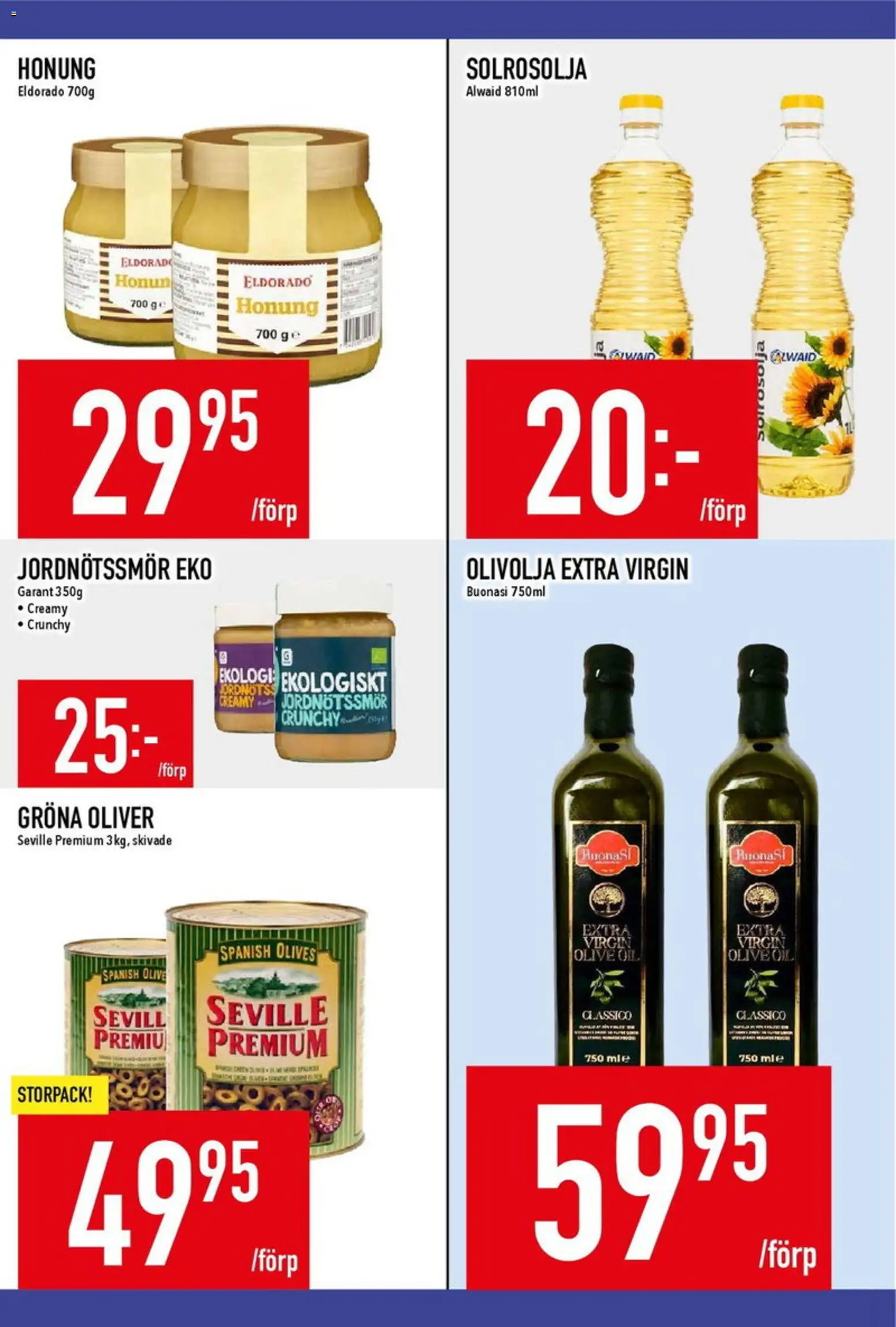 Matdax reklamblad aktuell från 19/10/2026 | Sida: 18 | Produkter: Oliver, Jordnötssmör, Olivolja, Solrosolja
