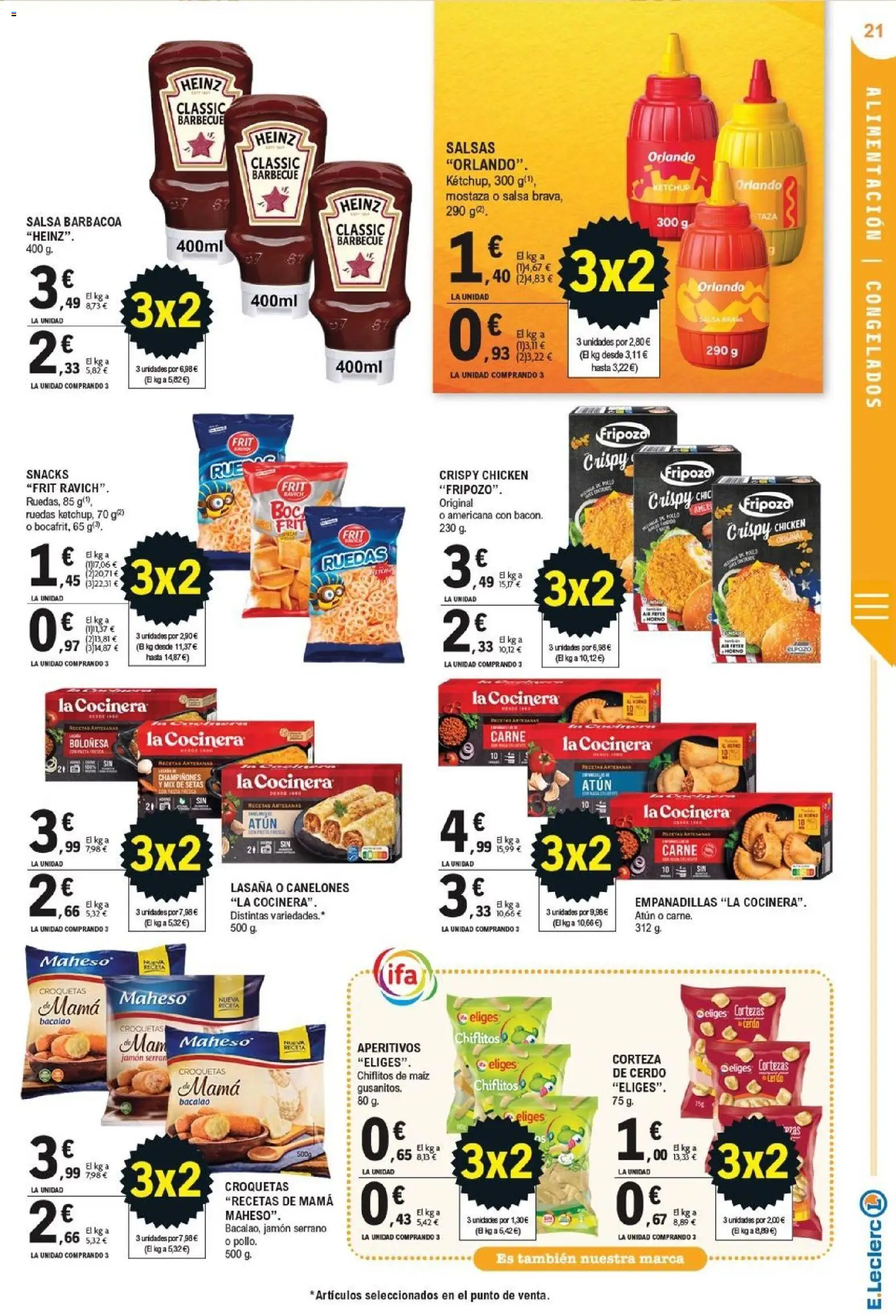 E.Leclerc - Soria │ válido desde el 21/10/2026 | Página: 21 | Productos: Snacks, Salsa brava, Cerdo, Barbacoa