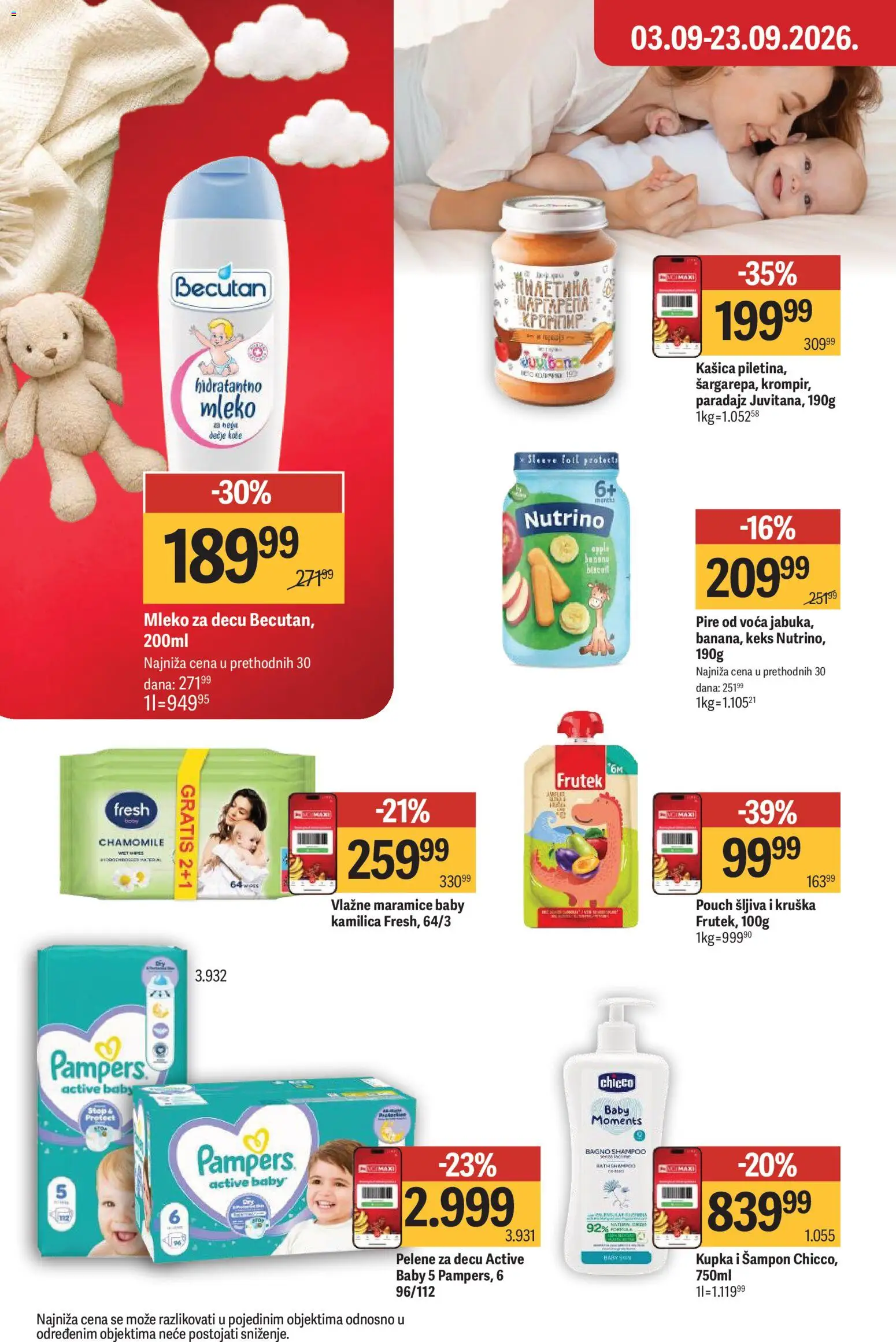 Maxi katalog - važi od 03.09.2026 | Strana: 42 | Proizvode: Maramice, Pampers, Pire, Pelene