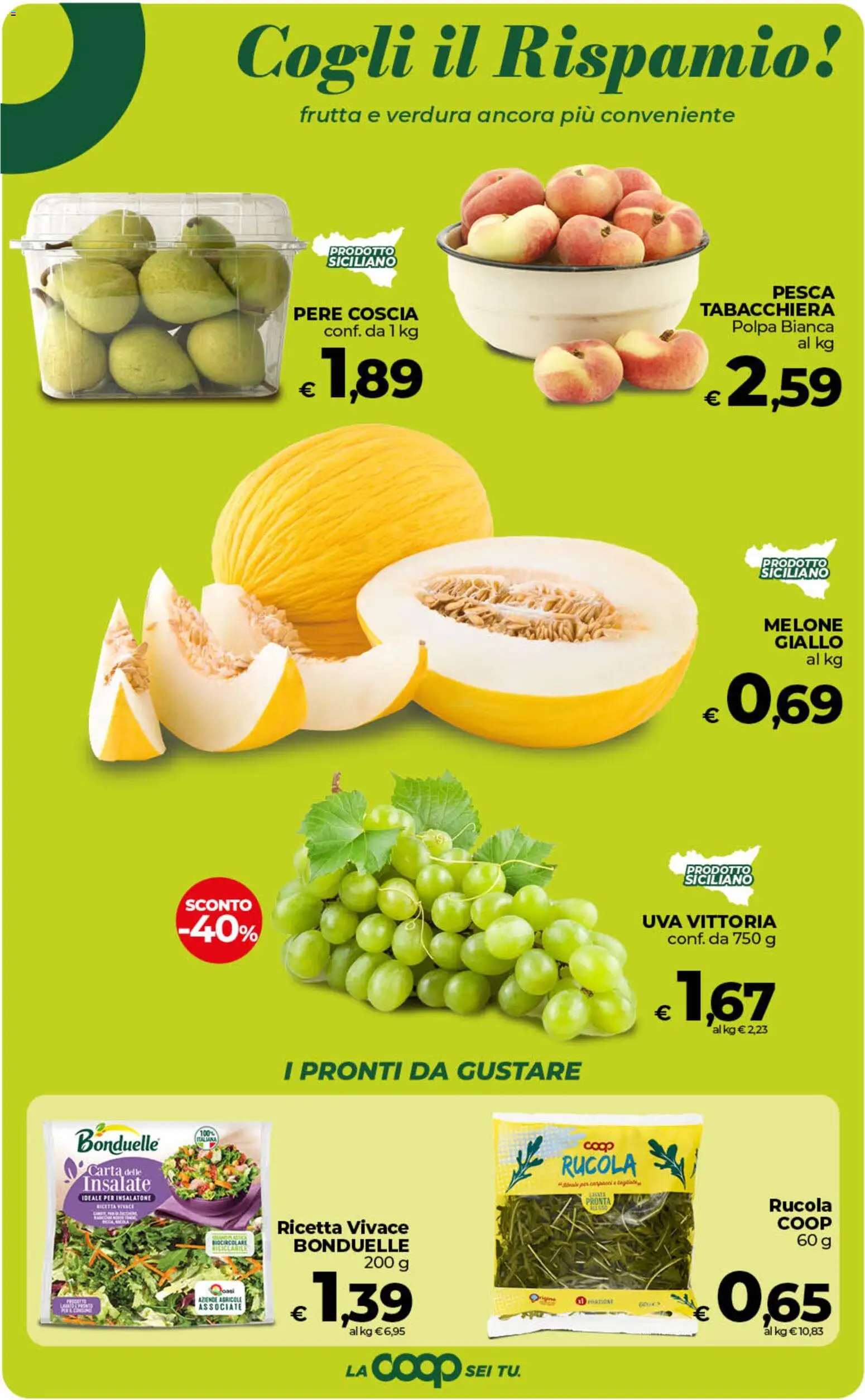 Volantino COOP del 11/08/2026 | Pagina: 11 | Prodotti: Rucola, Pere, Pesca, Uva