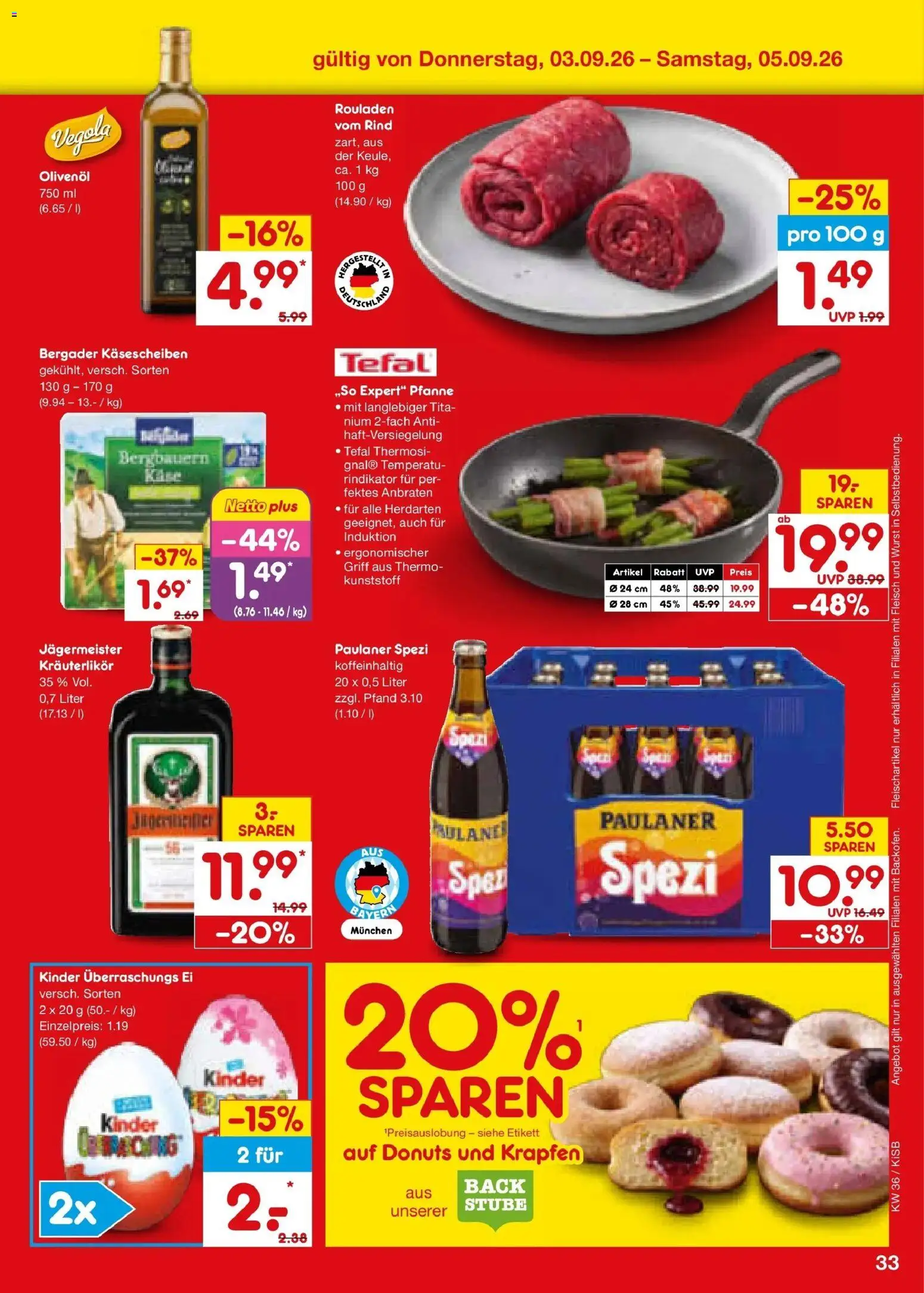 Netto Marken-Discount Prospekt Oberhaid – gültig ab 31.08.2026 | Seite: 45 | Produkte: Olivenol, Krapfen, Jägermeister, Paulaner