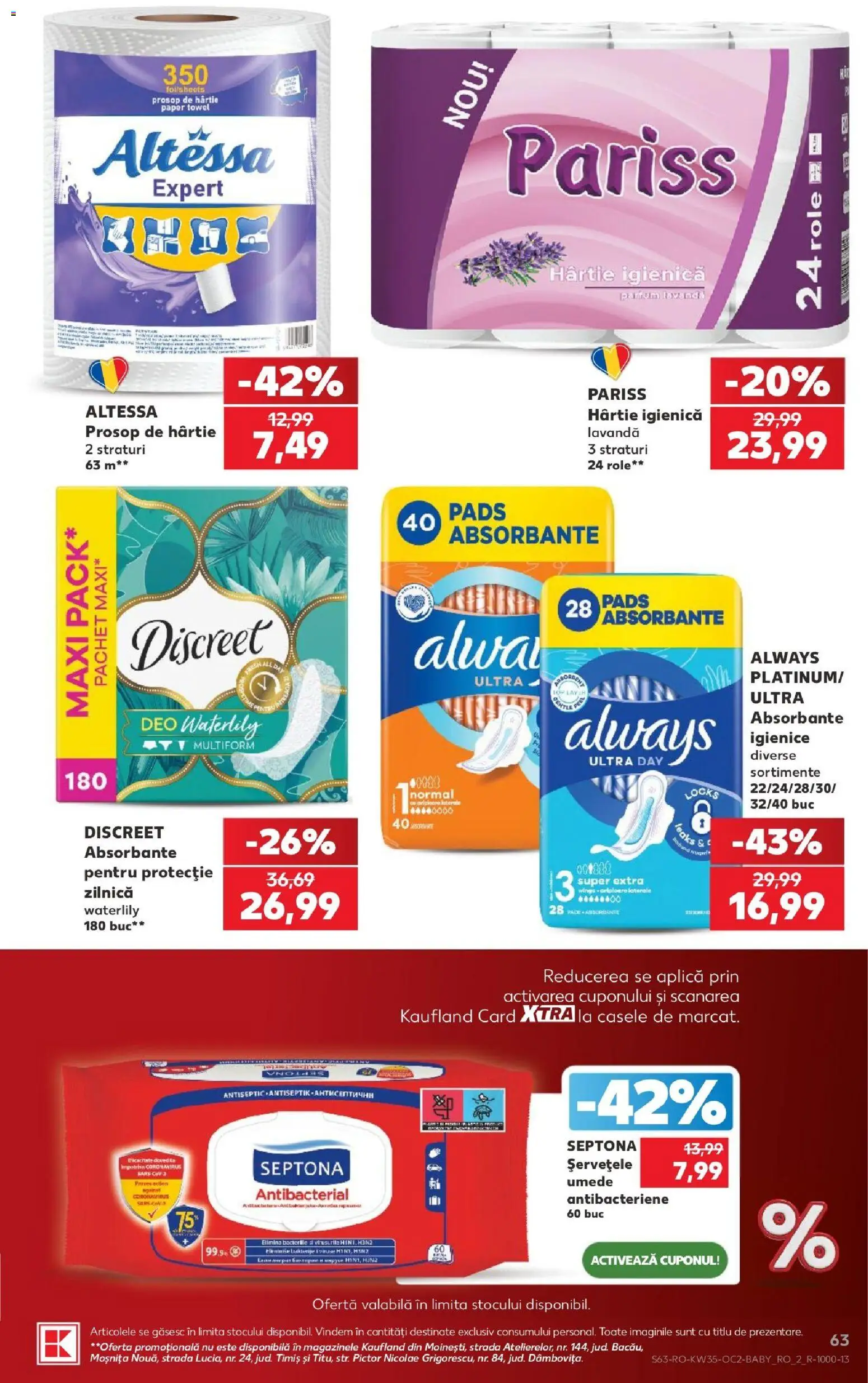 Noul catalog Kaufland – valabil de la 26.08.2026 | Pagină: 63 | Produse: Aplică, Role, Parfum, Absorbante