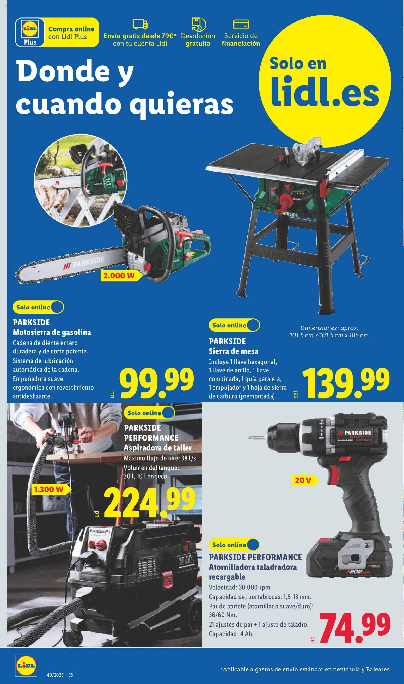 Lidl folleto de bazar │ válido desde el 28/09/2026 | Página: 2 | Productos: Motosierra, Aspiradora, Mesa