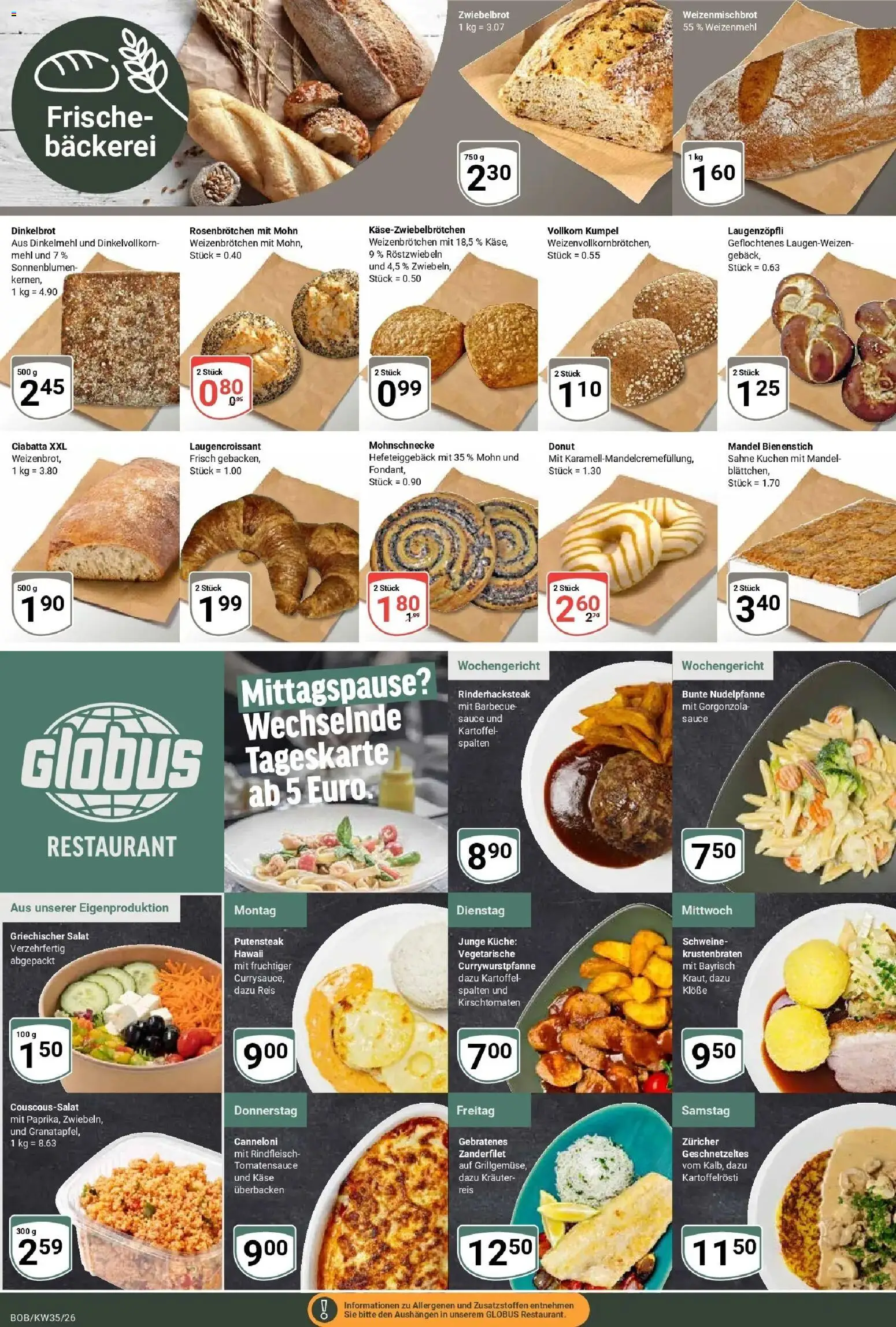 Globus Prospekt Bobenheim-Roxheim (ab 24.08.2026) » Angebote online | Seite: 9 | Produkte: Bäckerei, Mehl, Reis, Sahne