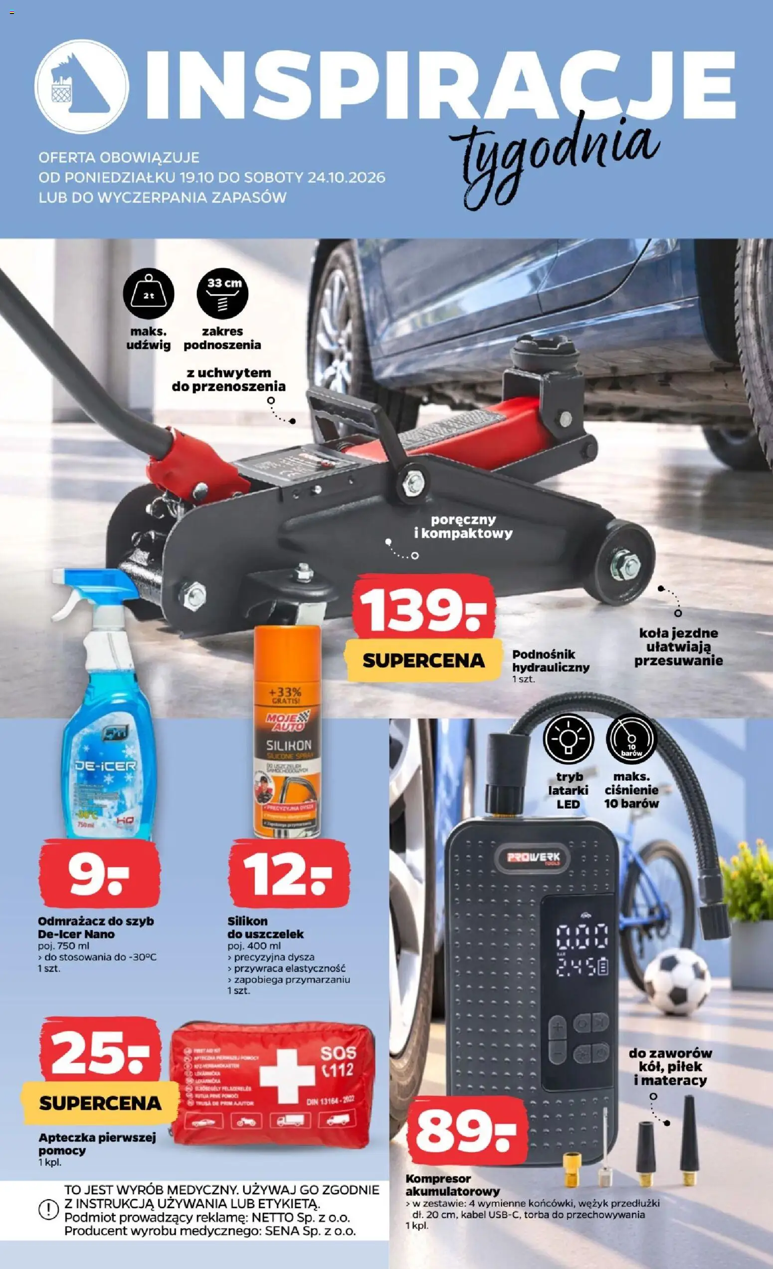 Netto gazetka od poniedziałku NonFood od 19.10.2026 | Strona: 2 | Produkty: Kabel, Torba, Kompresor