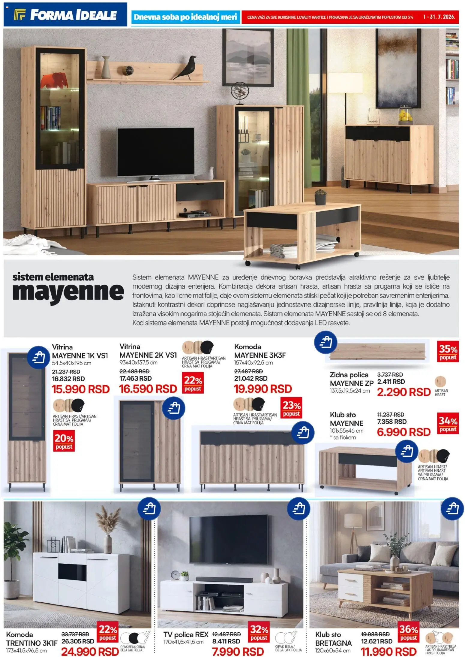 Forma Ideale katalog - važi od 01.07.2026 | Strana: 2 | Proizvode: Komoda, Polica, Sto, TV polica
