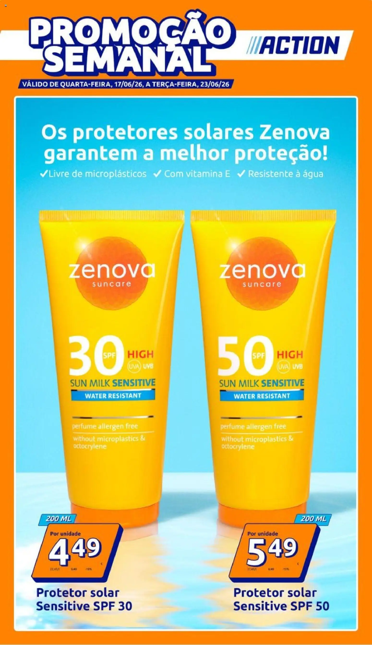 Action folheto │ válido de 17.06.2026 | Página: 1 | Produtos: Agua, Perfume, Protetor solar
