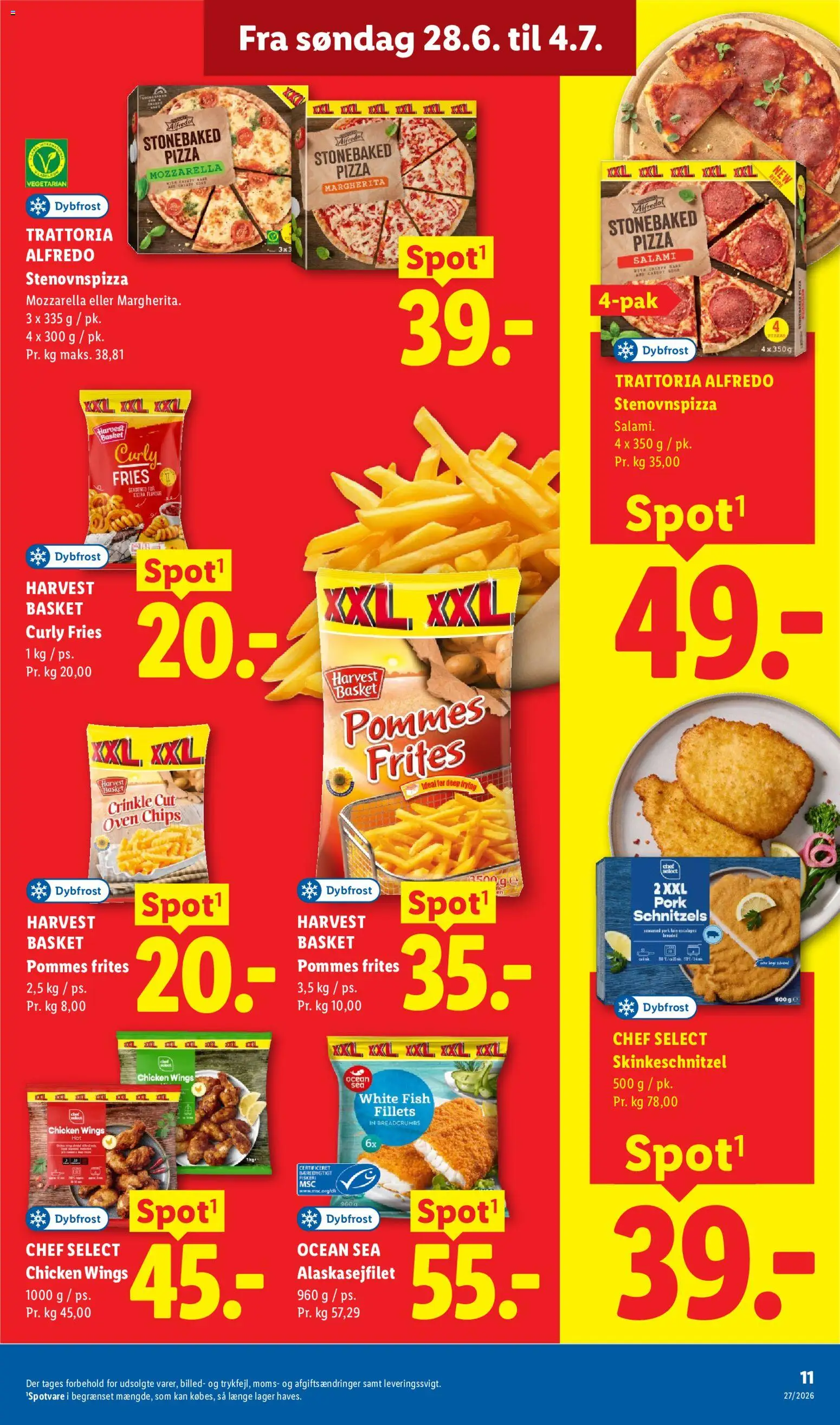 Lidl tilbudsavis – gyldig fra 28/06/2026 | Side: 11 | Produkter: Pommes frites, Chips, Mozzarella, Søm