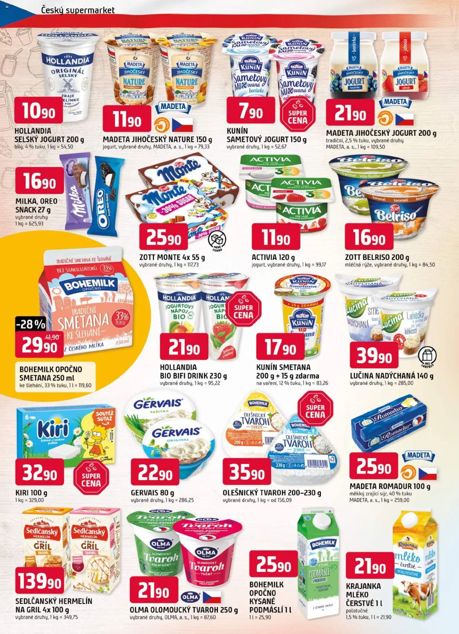 Trefa leták od 01.07.2026 | Strana: 4 | Produkty: Sedlčanský Hermelín, Milka, Romadur, Hollandia