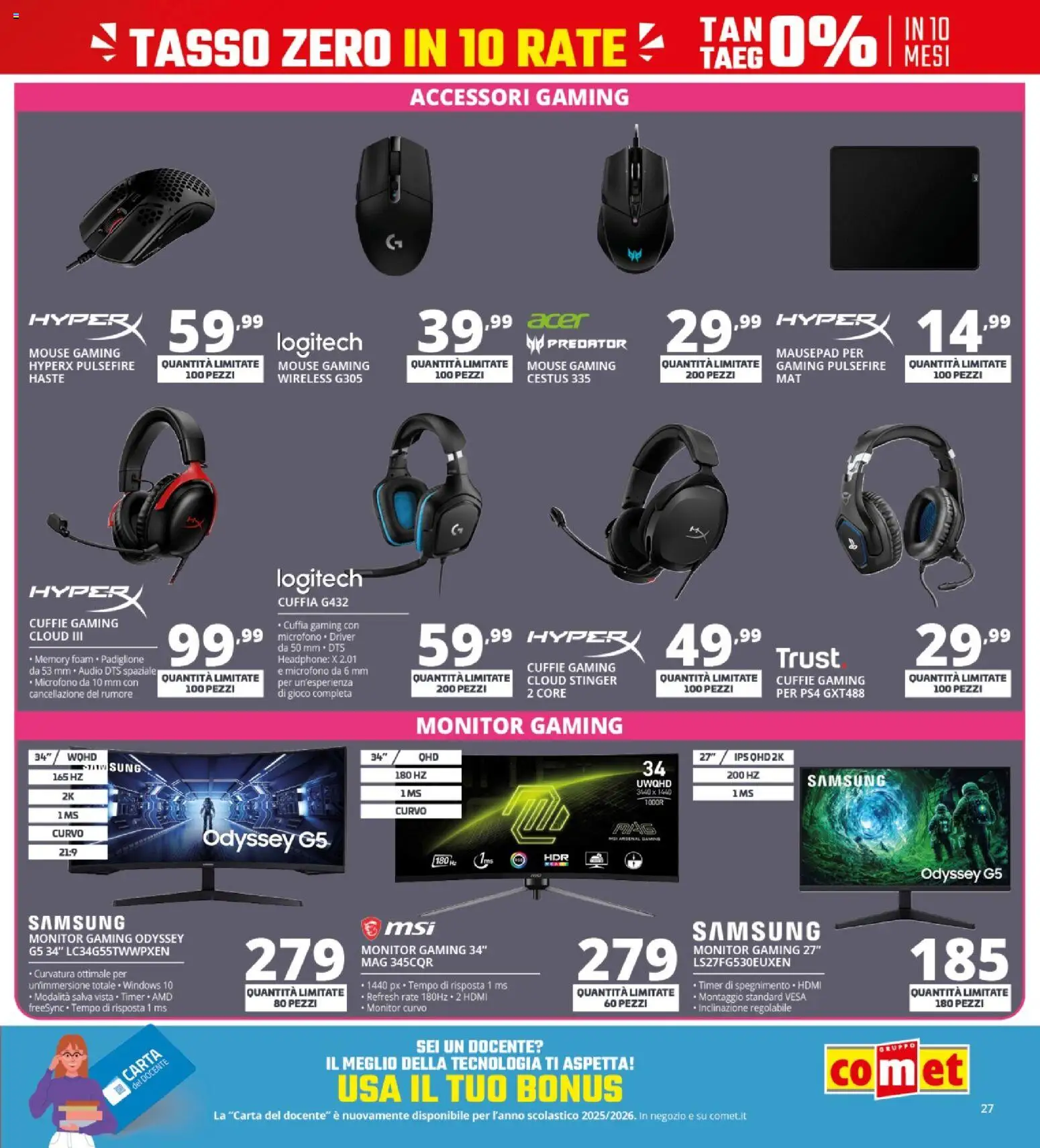 Volantino Comet del 09.04.2026 | Pagina: 27 | Prodotti: Monitor, Gioco, Microfono, Samsung