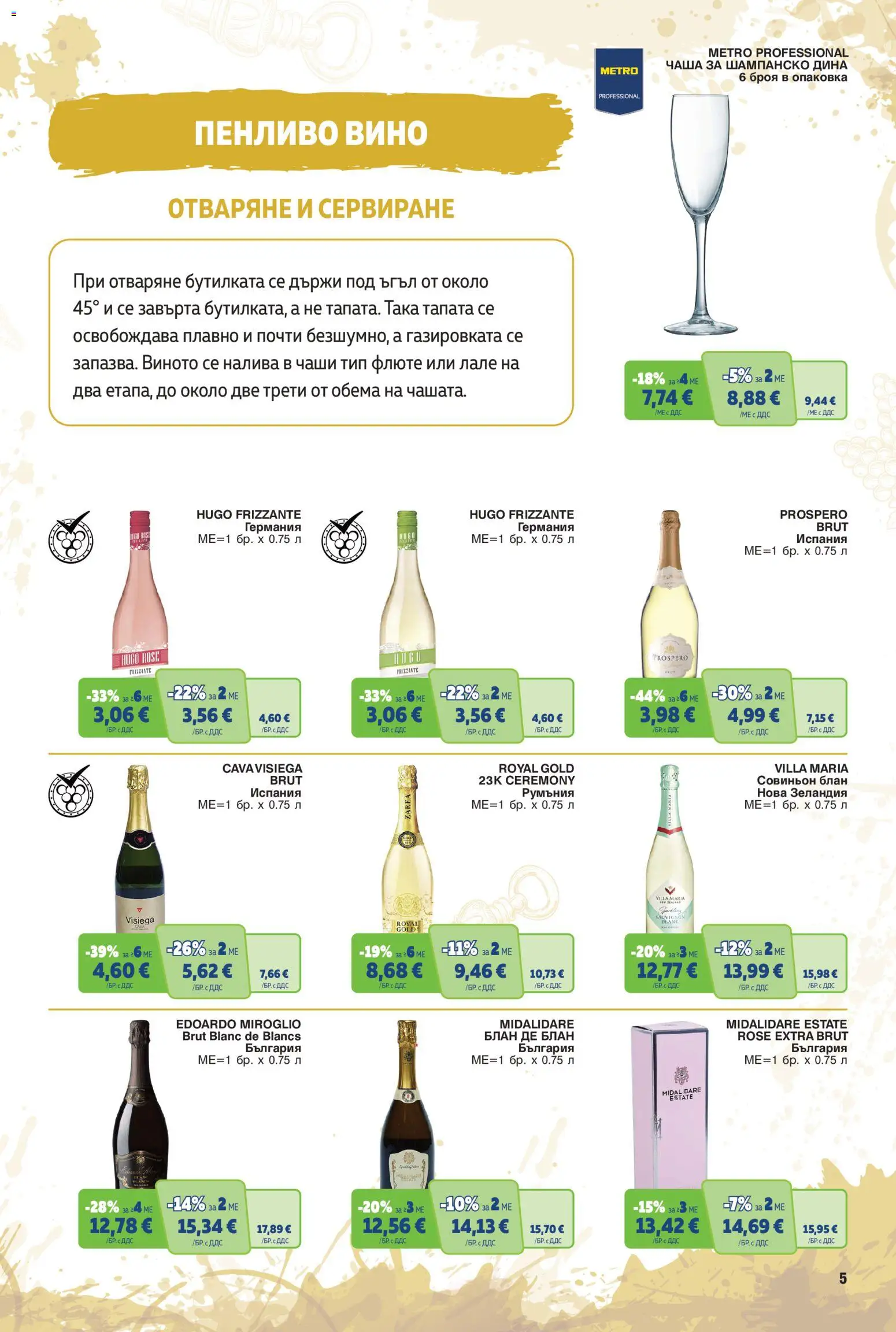 {H1} | Страница: 5 | Продукти: Чаша, Вино, Шампанско, Пенливо вино