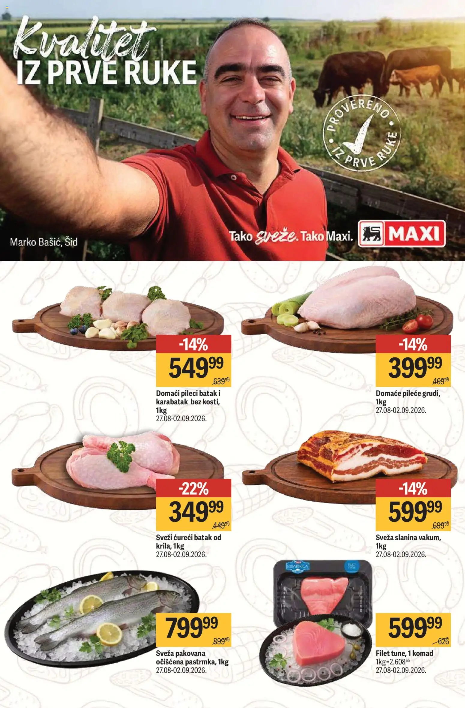 Maxi katalog - važi od 27.08.2026 | Strana: 7 | Proizvode: Ćureći batak, Filet, Pileći batak, Slanina