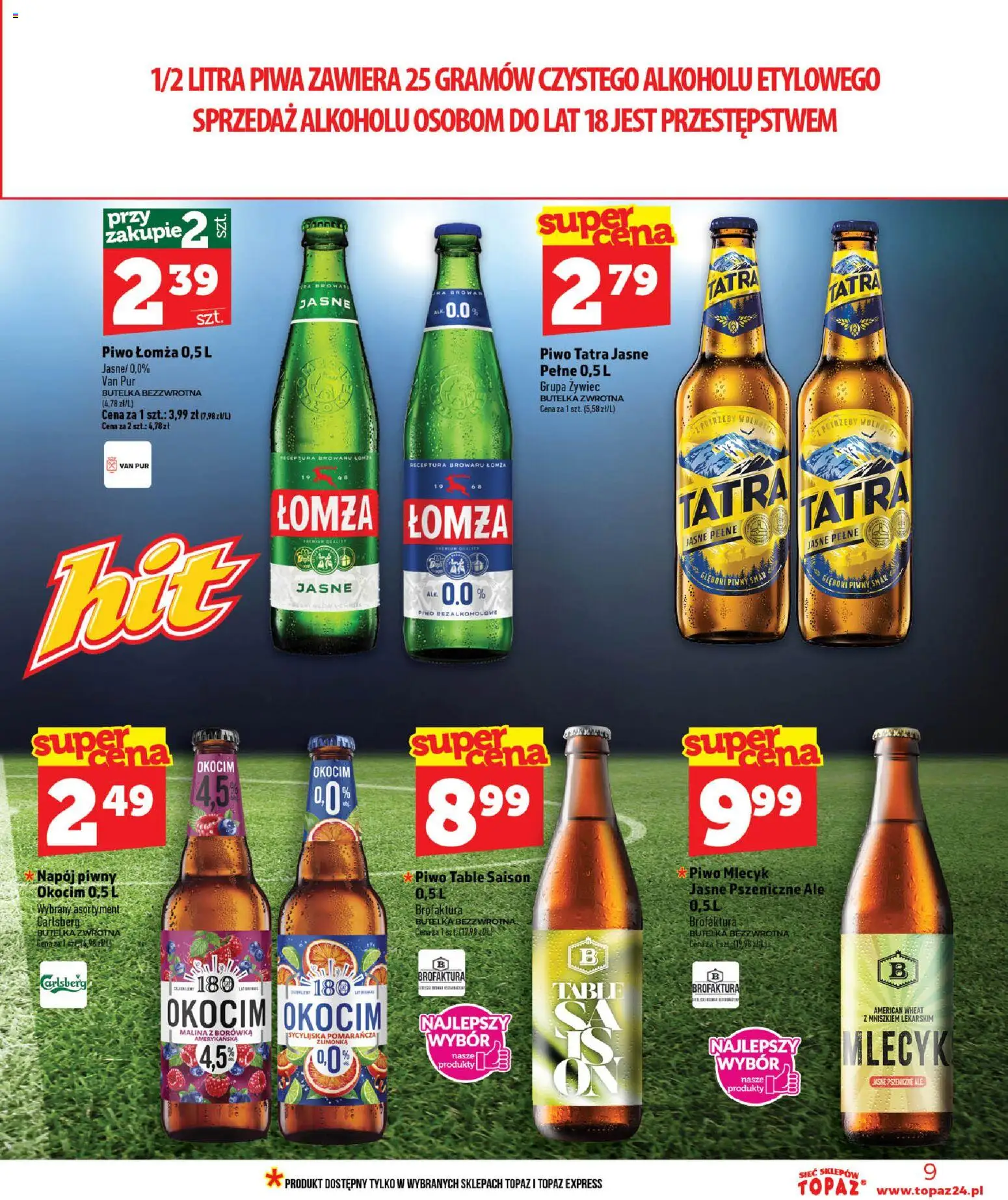 Topaz gazetka - Ceny małe na stałe od 18.06.2026 | Strona: 9 | Produkty: Malina, Borówka amerykańska, Piwo
