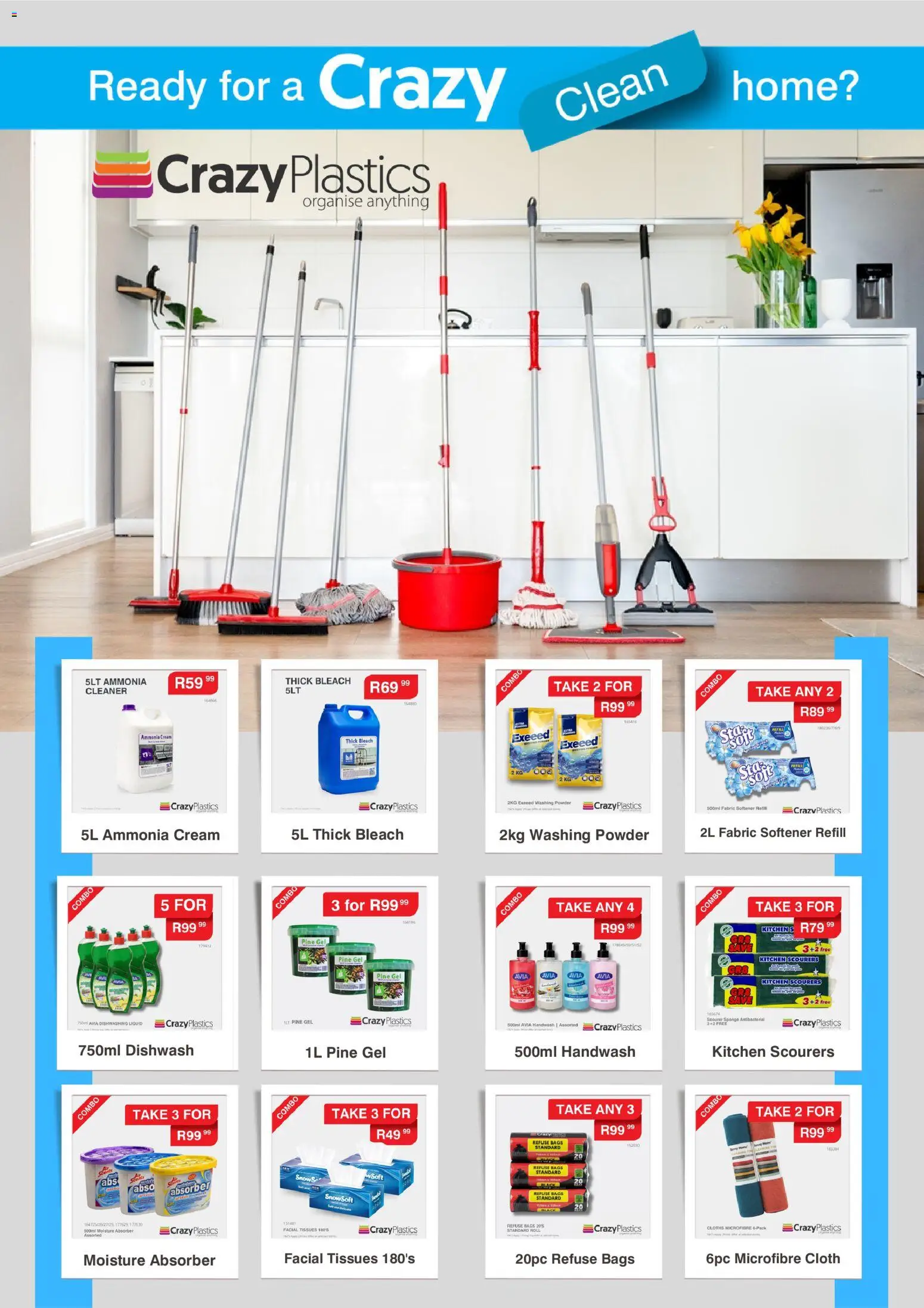 New Crazy Plastics catalogue – valid from 15.04.2026 | Page: 1 | Products: Handwash, Bleach, Powder, Washing powder