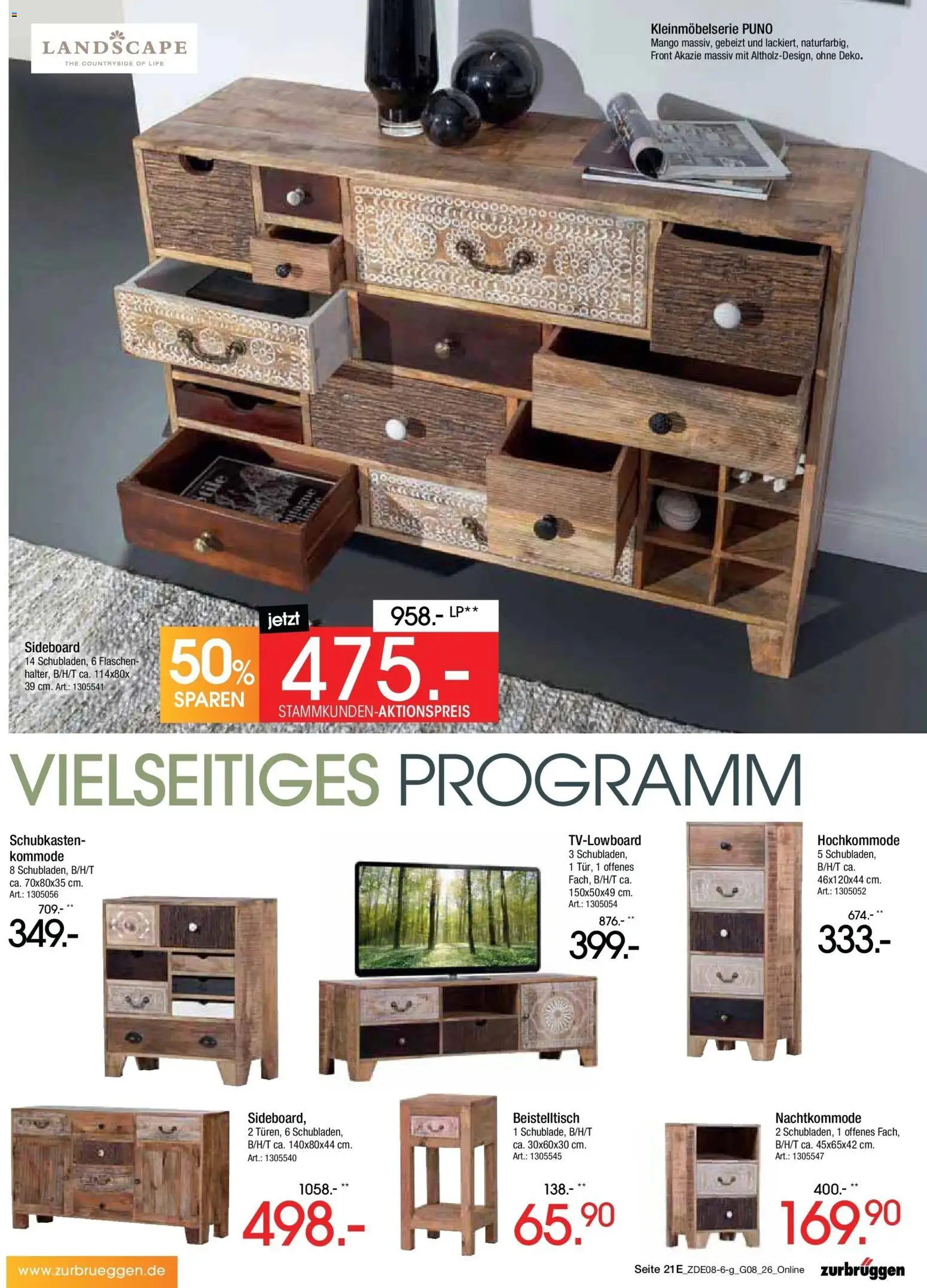 Zurbrüggen - Zurbrüggen: Bonus Sonder-Tage – gültig ab 31.07.2026 | Seite: 39 | Produkte: Sideboard, Beistelltisch, Kommode, Mango