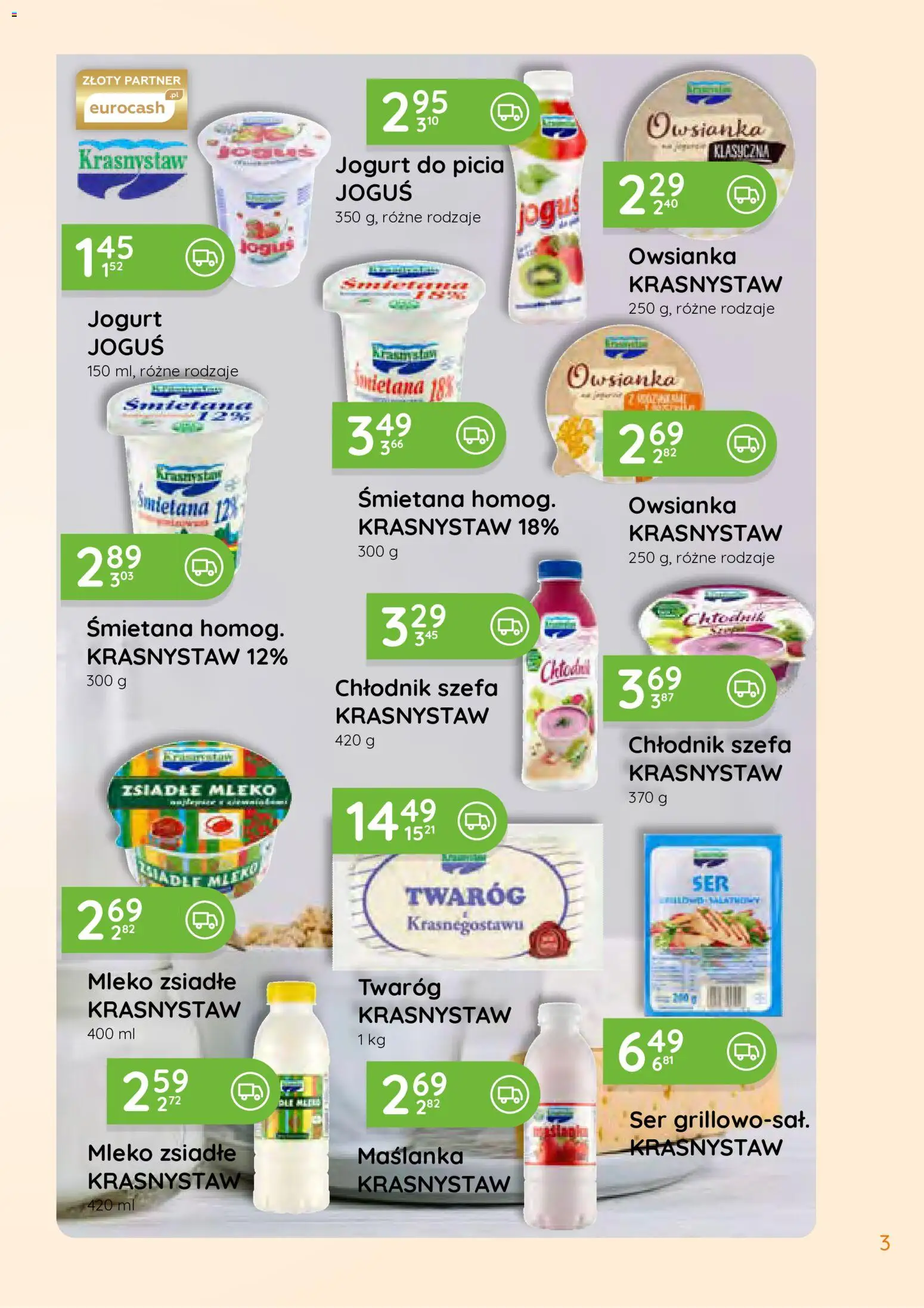 Eurocash gazetka - Południowy Wschód od 27.07.2026 | Strona: 3 | Produkty: Maślanka, Jogurt, Śmietana, Twaróg