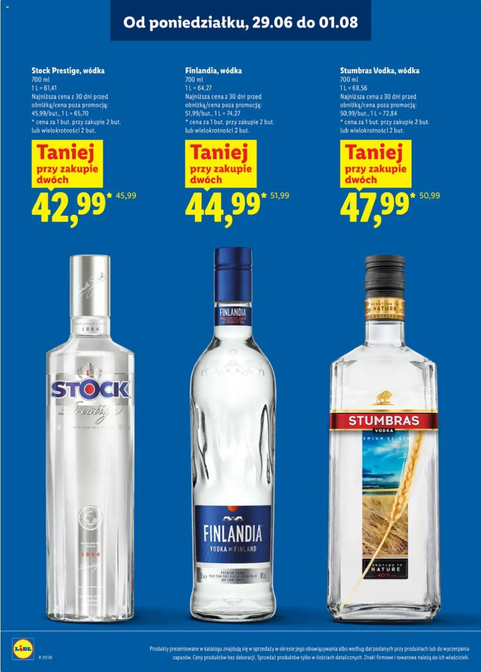 Lidl Katalog alkoholi mocnych od 29.06.2026 | Strona: 5 | Produkty: Wódka finlandia, Wódka Stumbras, Vodka, Wódka