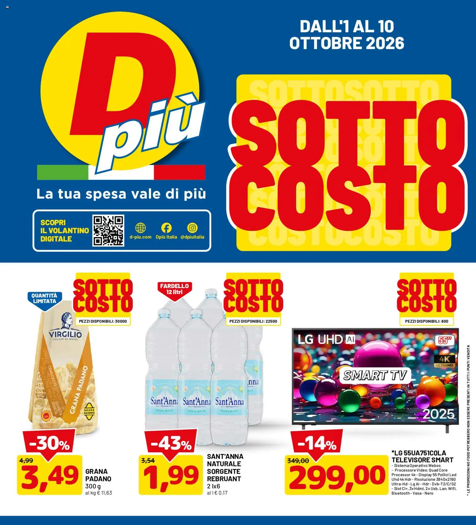 Volantino D Più del 01/10/2026 | Pagina: 1 | Prodotti: smart TV, TV, Grana Padano, Video
