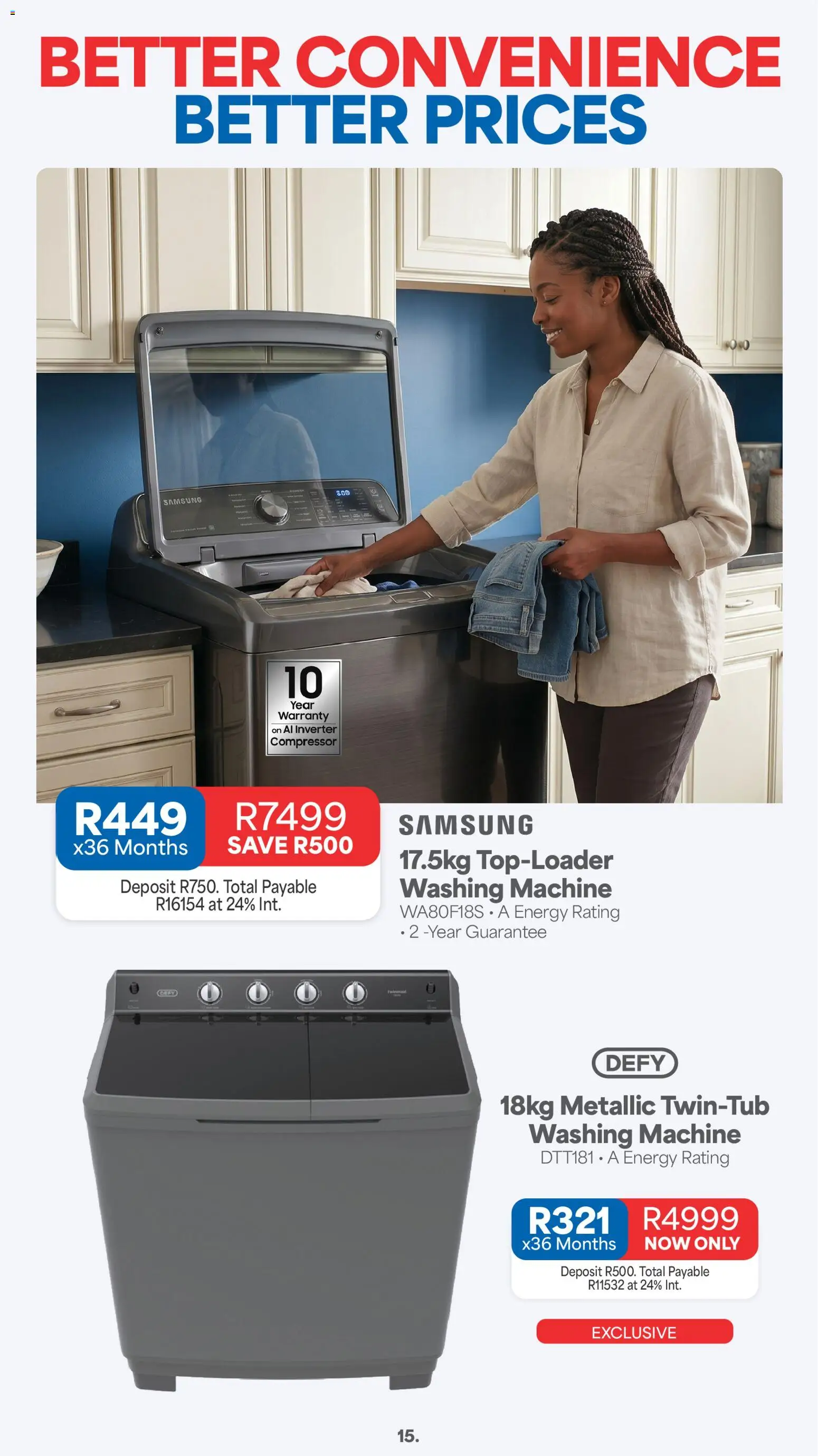 New OK Furniture catalogue – valid from 07/09/2026 | Page: 15 | Products: Washing machine, Compressor