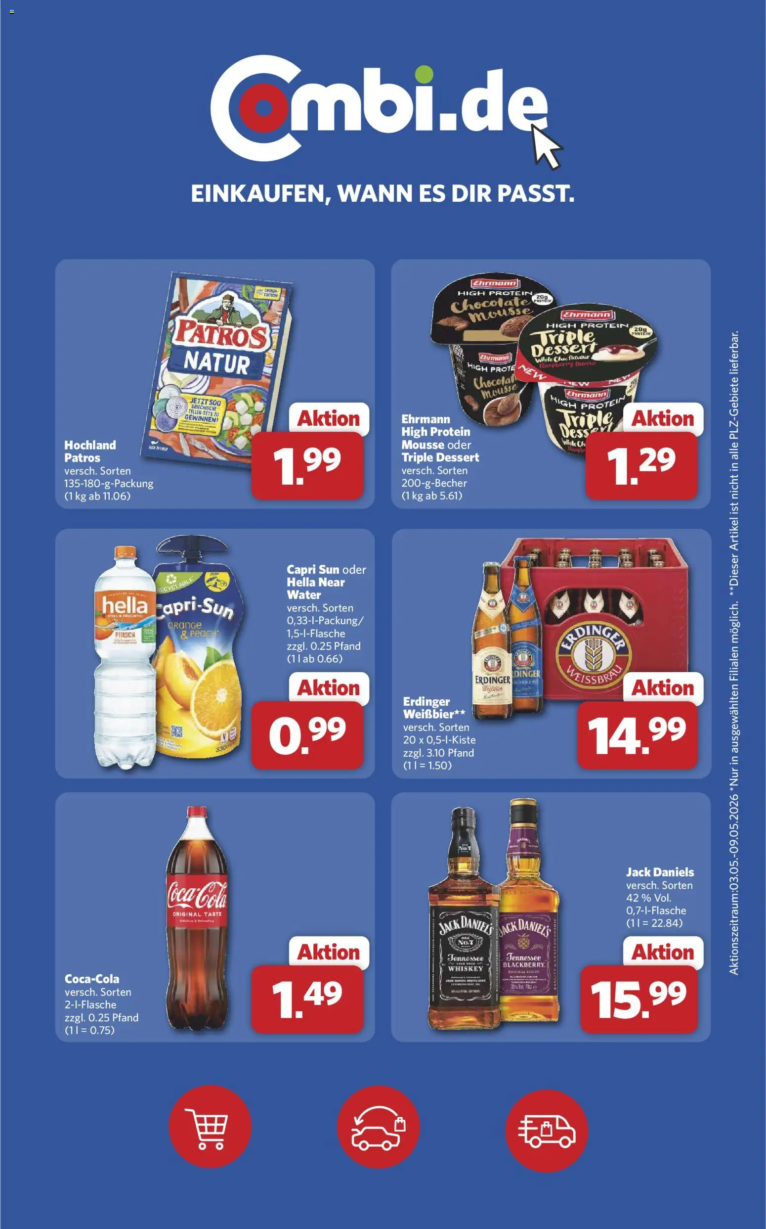 Combi Wochenknaller – gültig ab 02.05.2026 | Seite: 2 | Produkte: Erdinger, Jack Daniel's, Patros, Whiskey