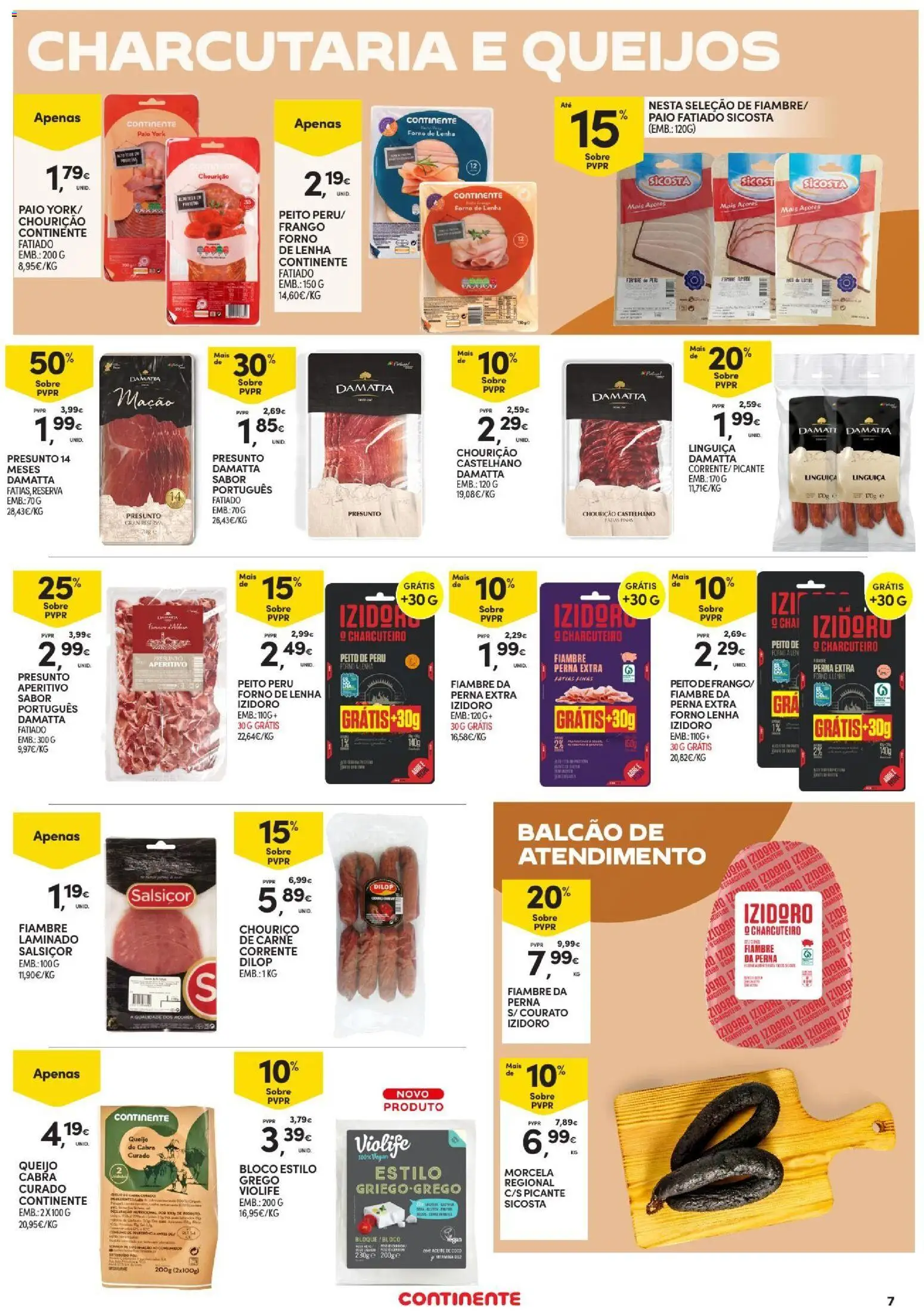 Continente - Açores Folheto Quinzenal │ válido de 23/07/2026 | Página: 7 | Produtos: Linguiça, Queijo, Presunto, Chá