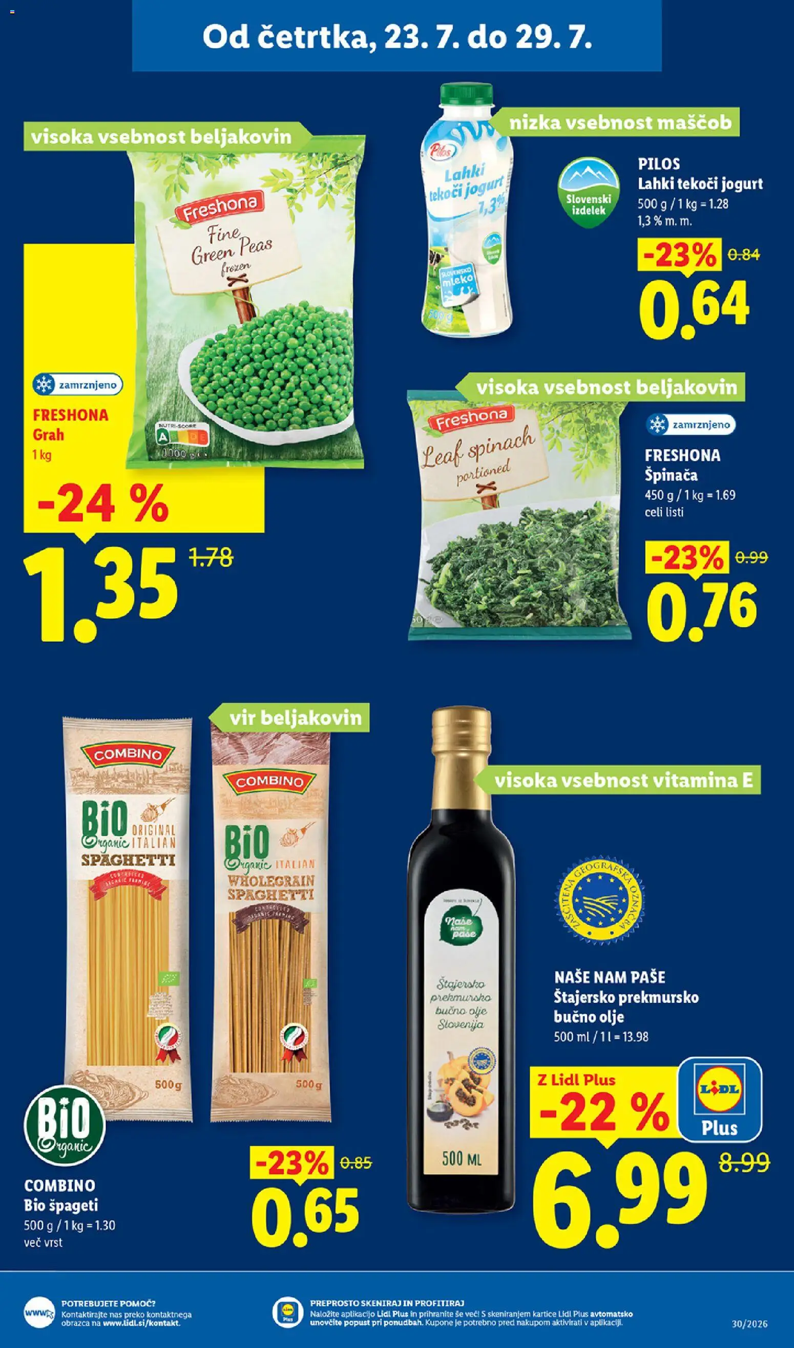 Novi Lidl katalog ponudbe – veljaven od 23.07.2026 | Stran: 19 | Izdelki: Mleko, Jogurt, Spageti, Grah