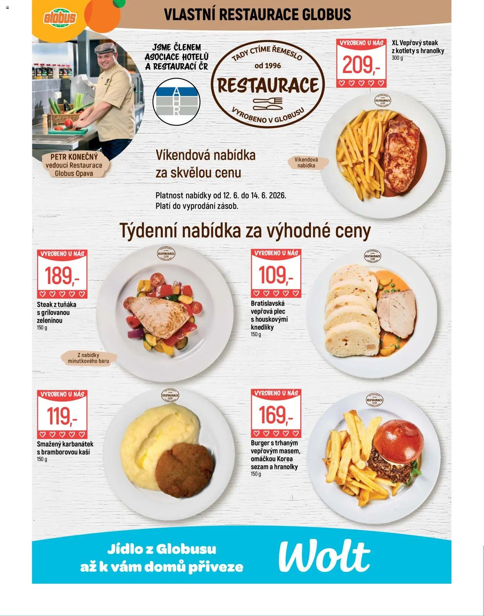 Globus leták - Opava od 10.06.2026 | Strana: 5 | Produkty: Burger, Globus, Hranolky, Vepřová plec