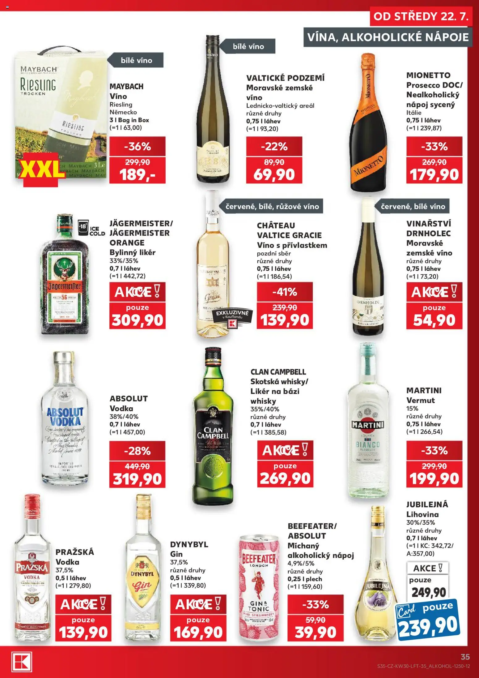 Kaufland leták od 22.07.2026 | Strana: 35 | Produkty: Bílé víno, Plech, Jägermeister Orange, Růžové víno