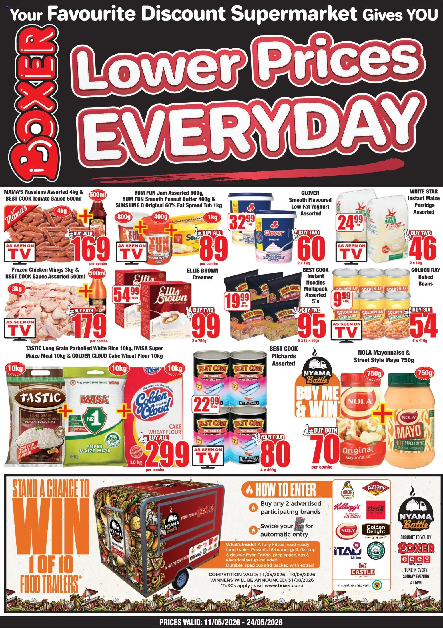 New Boxer catalogue – valid from 11.05.2026 | Page: 1 | Products: Beans, Yoghurt, Oil, Rice